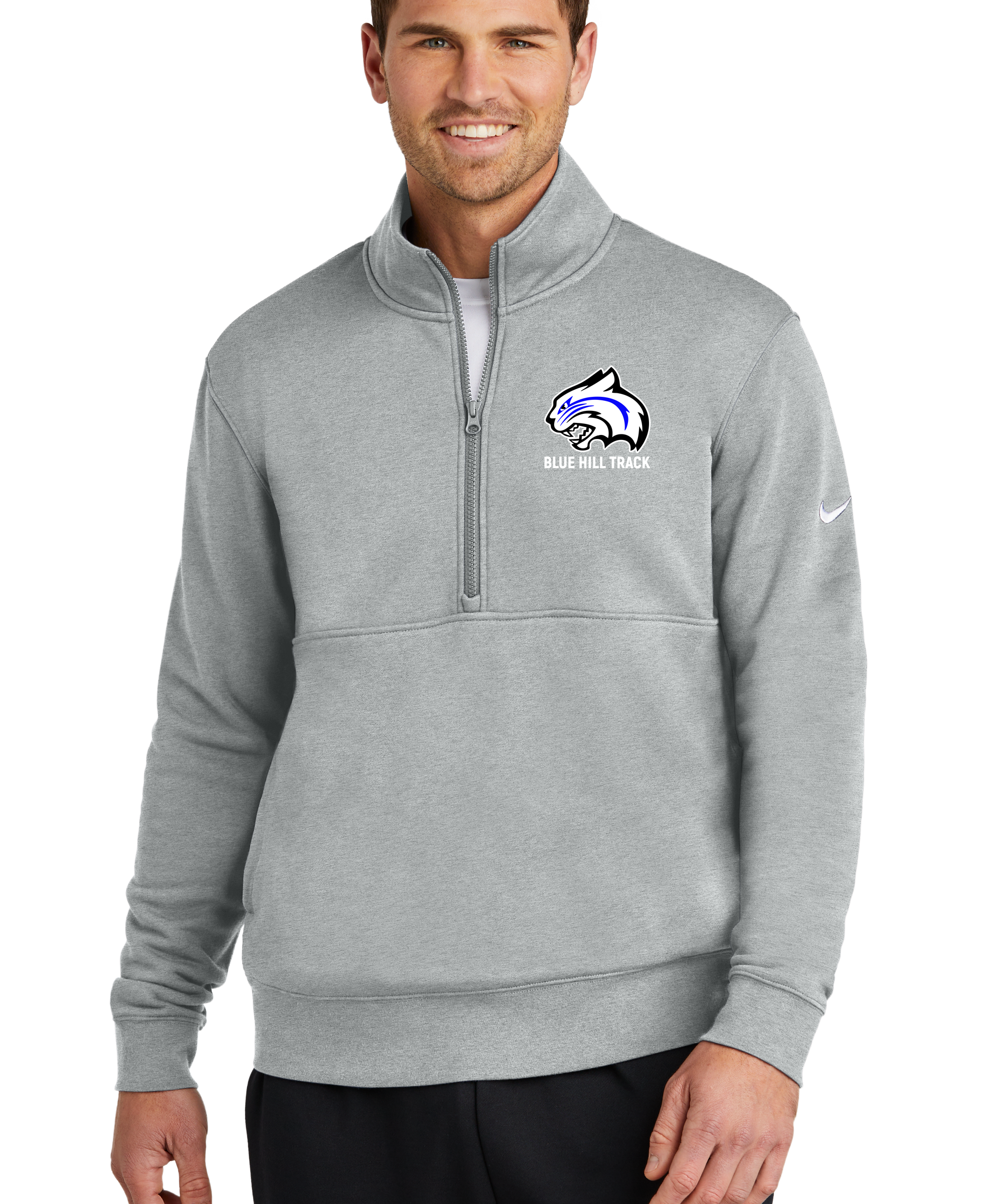 Blue Hill High School - Grey 1/2 Zip - Left Chest