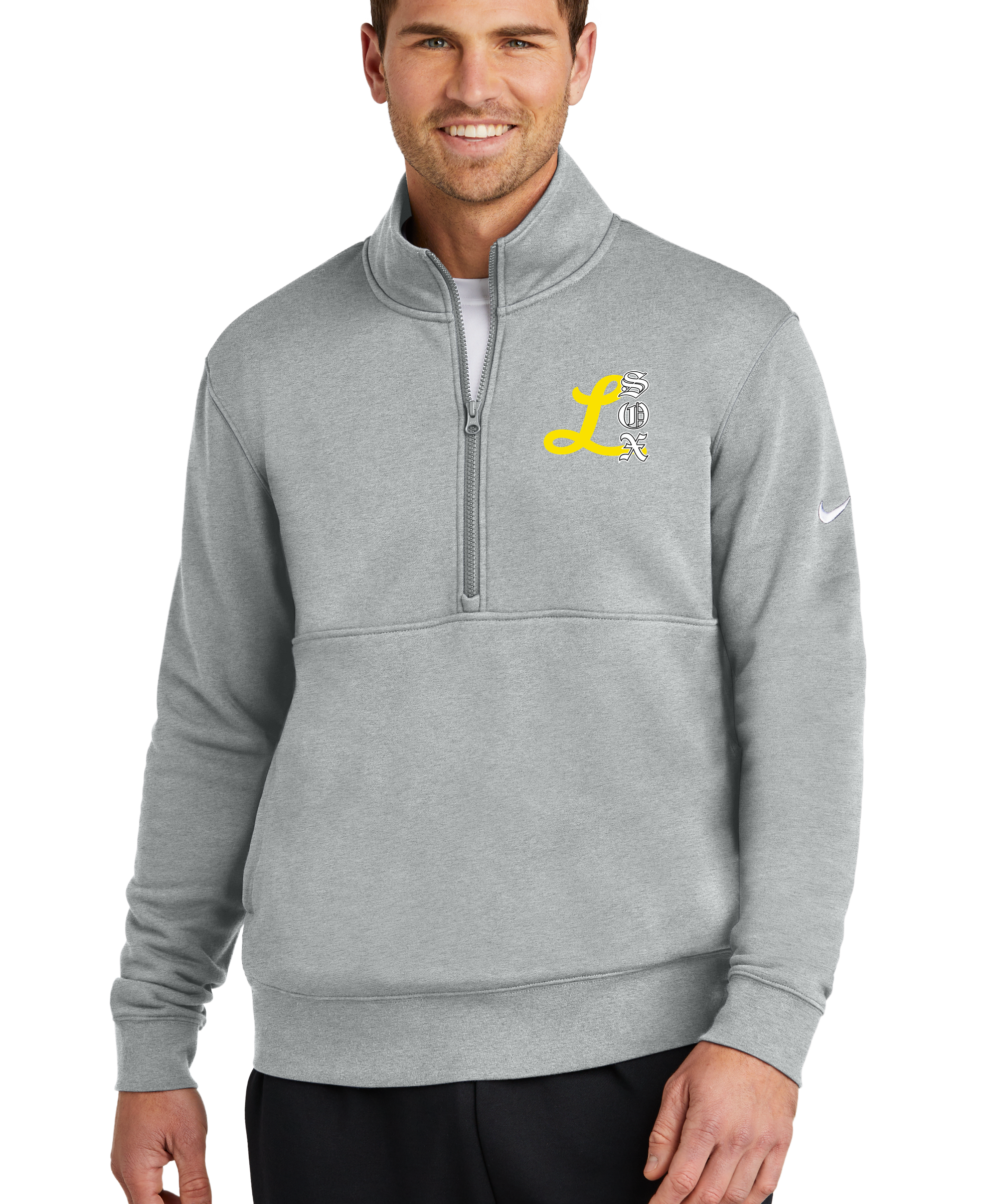 Lamberton LongSox Baseball - Grey 1/2 Zip - Left Chest