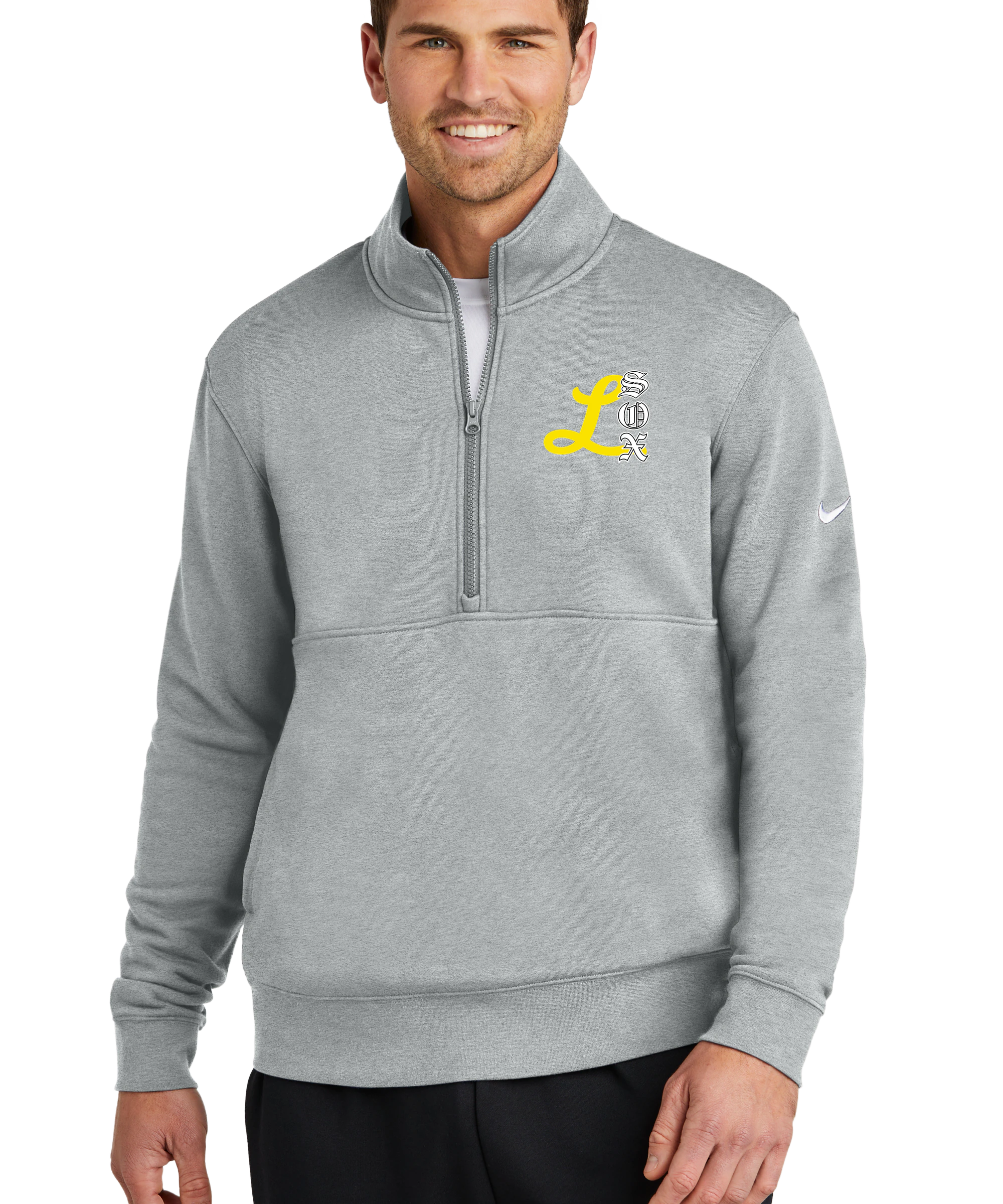 Lamberton LongSox Baseball - Grey 1/2 Zip - Left Chest
