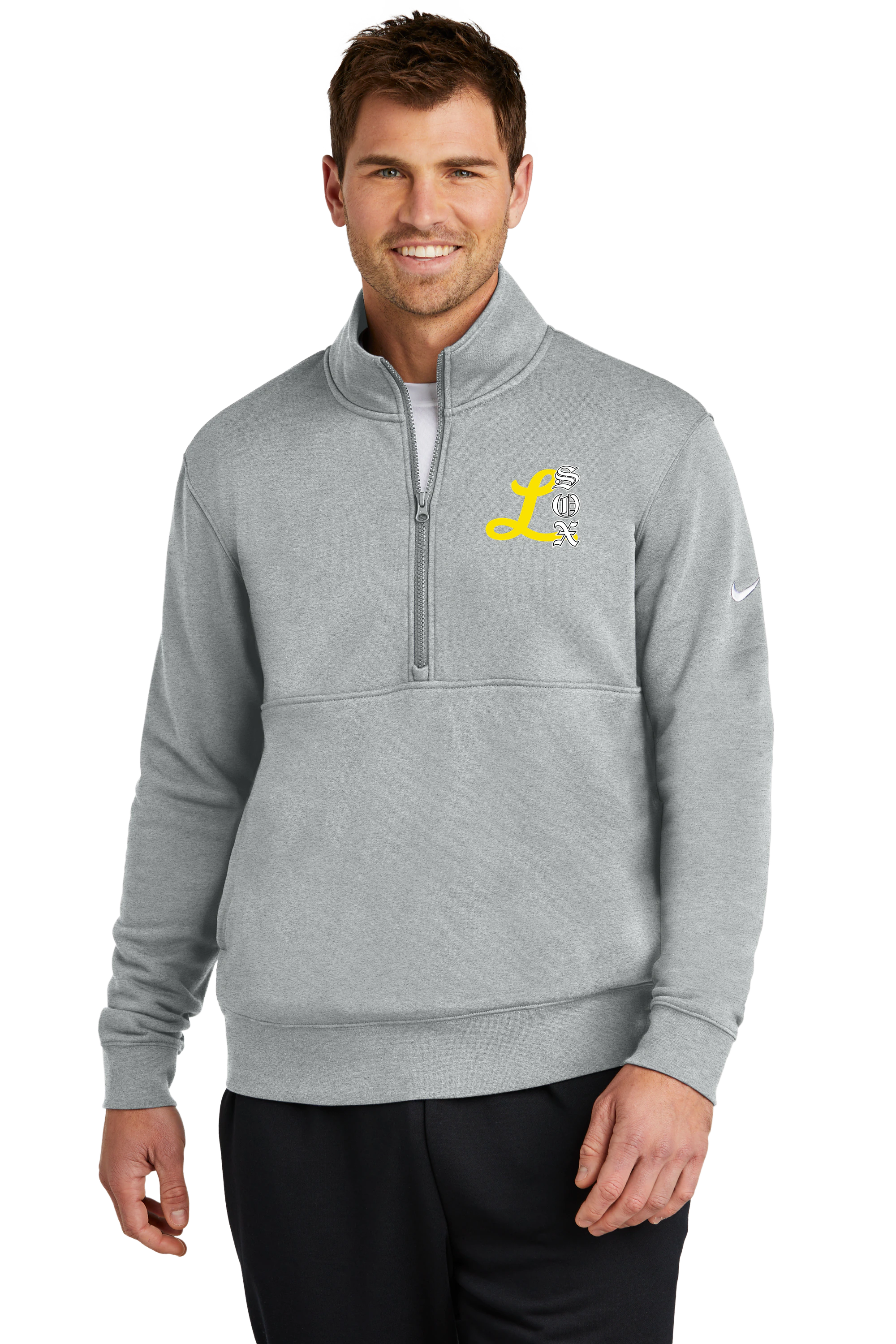 Lamberton LongSox Baseball - Grey 1/2 Zip - Left Chest