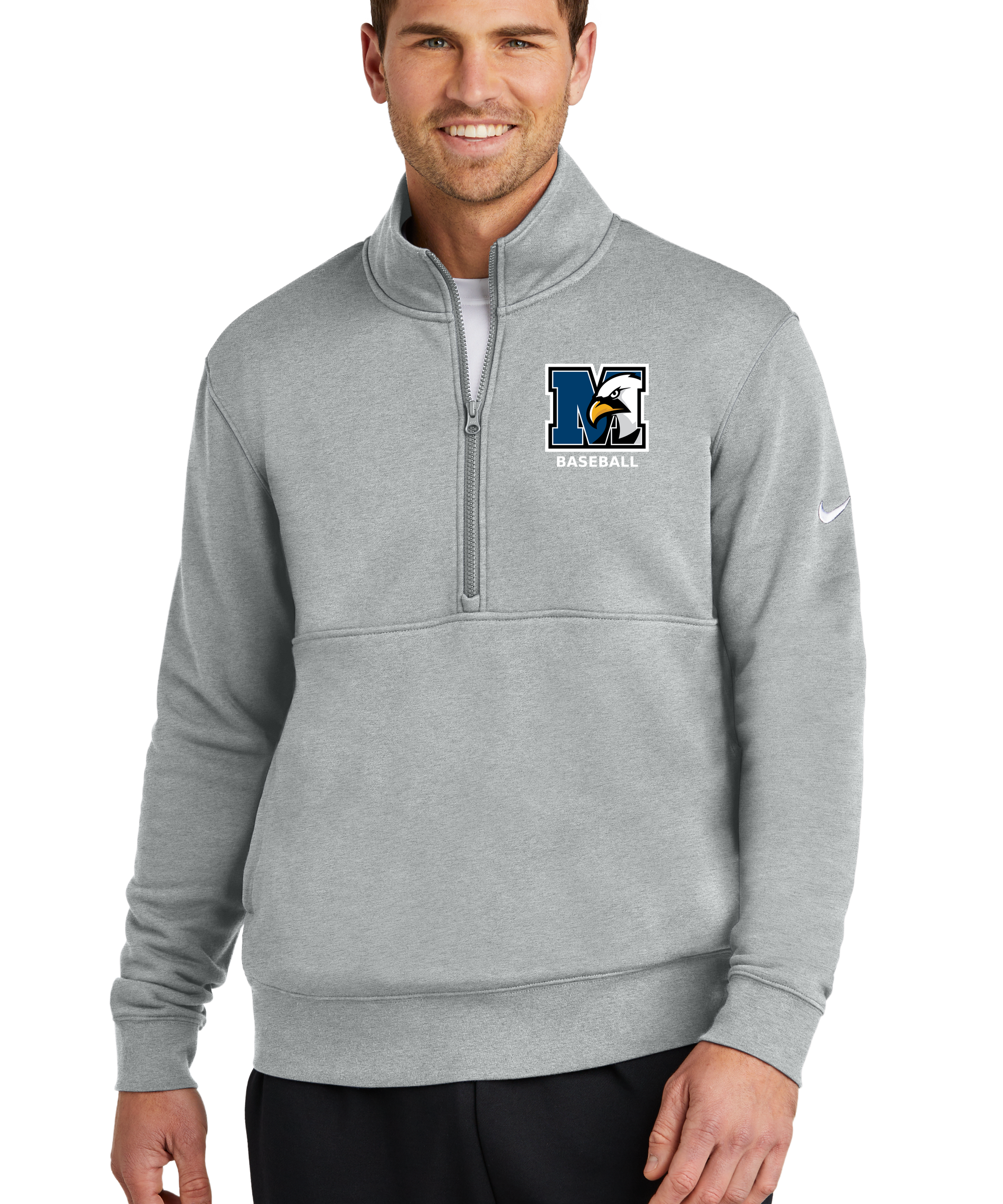 New York Mills Baseball - Grey 1/2 Zip - Left Chest