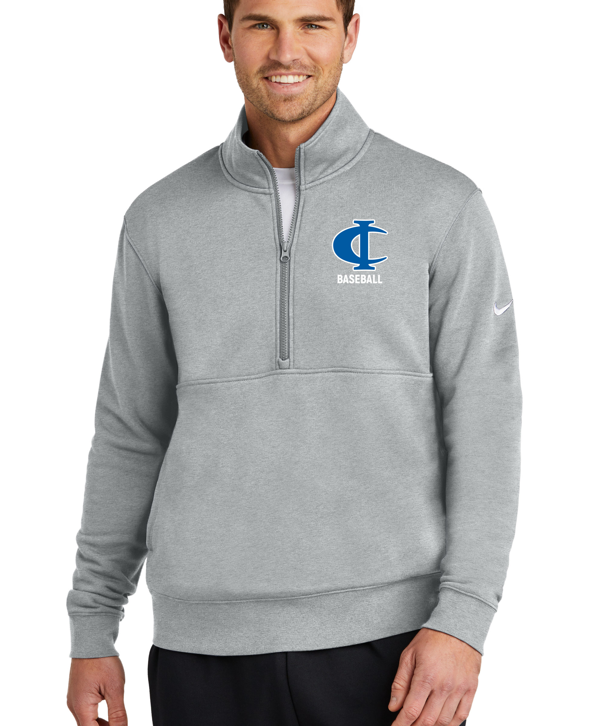 Cambridge Isanti Baseball - Grey 1/2 Zip - Left Chest