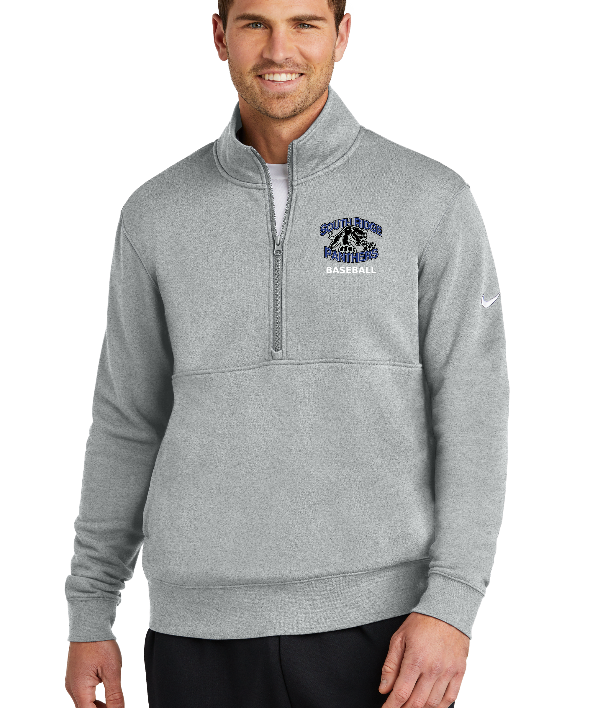 South Ridge Baseball - Grey 1/2 Zip - Left Chest