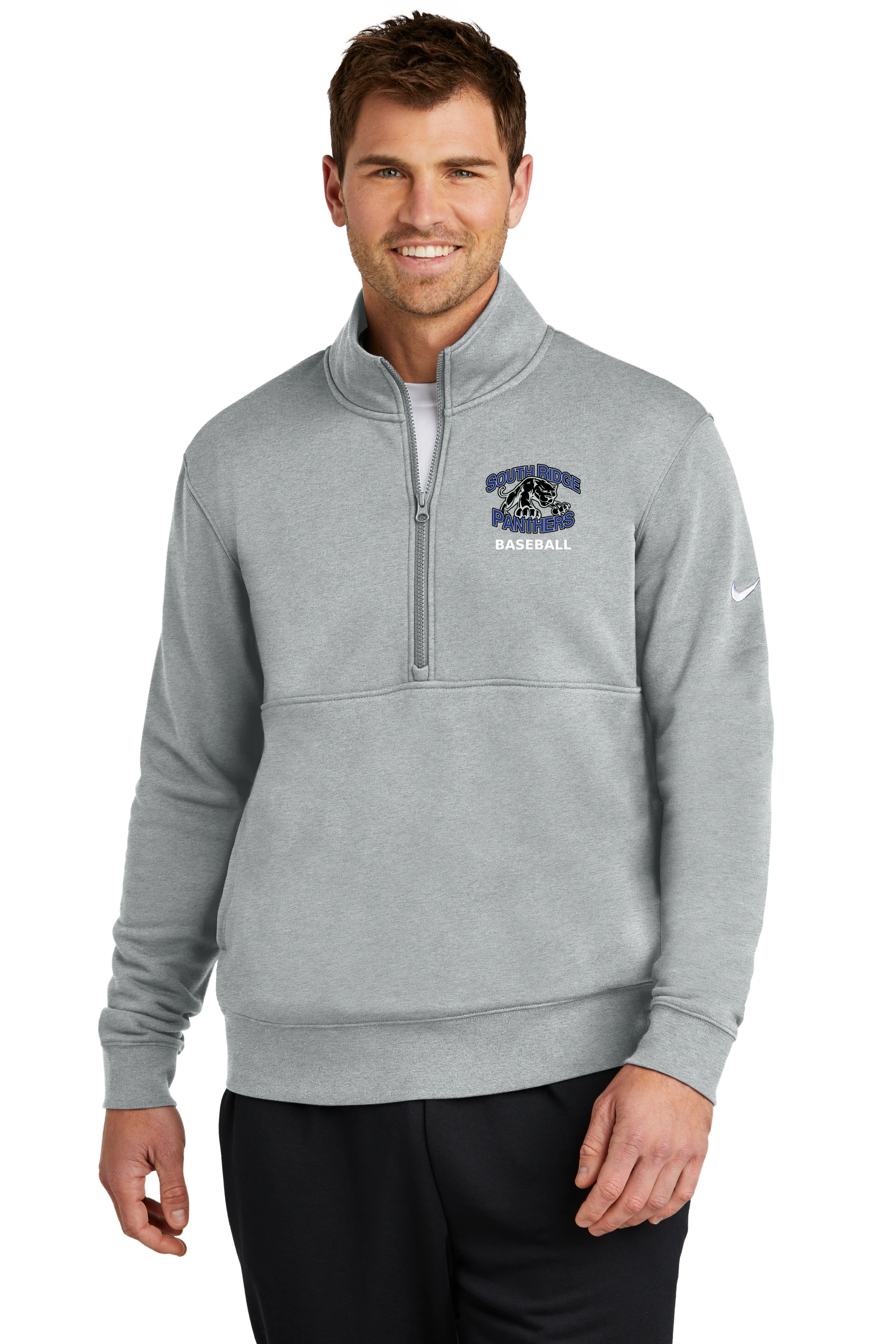 South Ridge Baseball - Grey 1/2 Zip - Left Chest