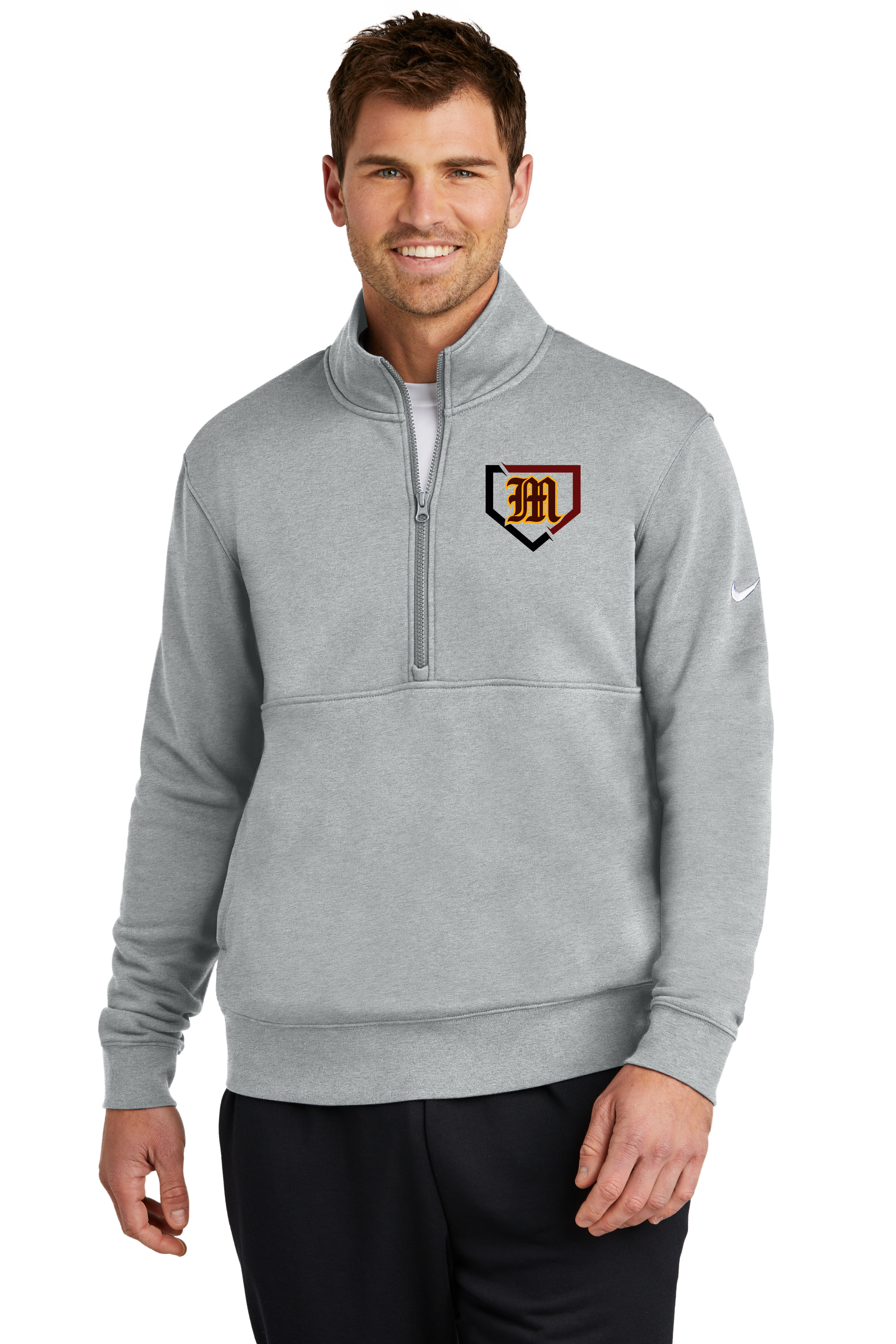 Menomonie Baseball - Grey 1/2 Zip - Left Chest