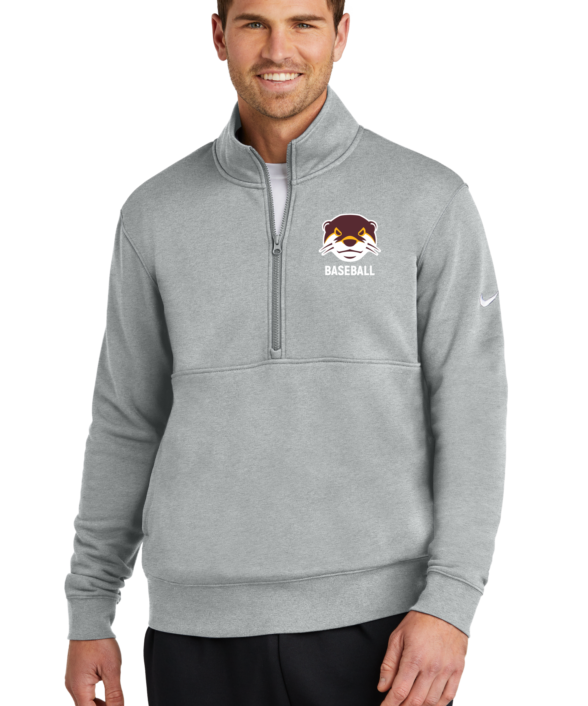 Fergus Falls Baseball - Grey 1/2 Zip - Left Chest