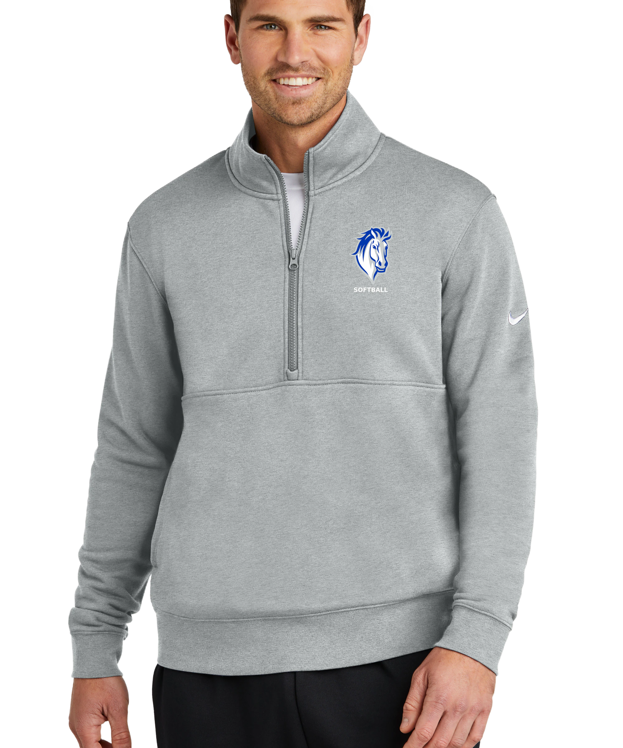 Mora Softball - Grey 1/2 Zip - Left Chest