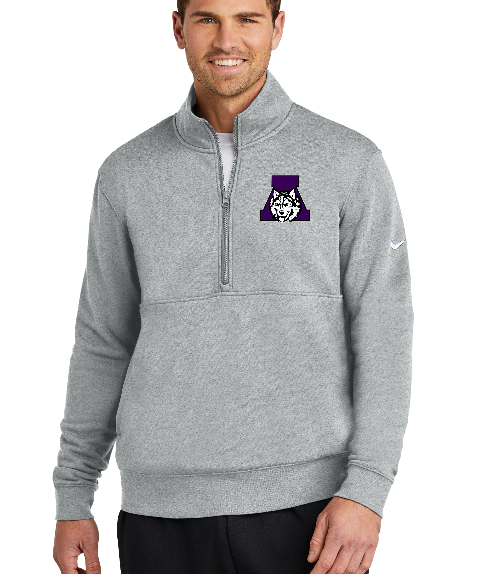 Albany Baseball and Softball - Grey 1/2 Zip - Left Chest