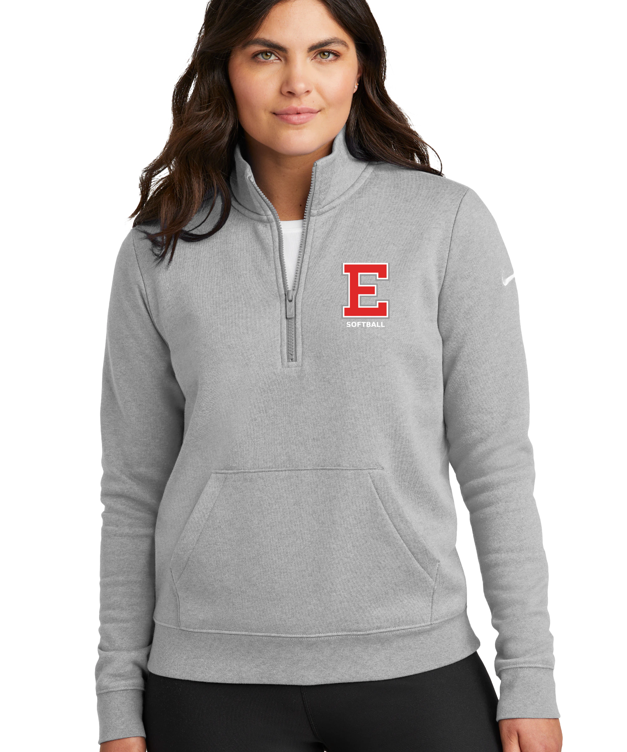 Duluth East Softball - Grey 1/2 Zip - Left Chest