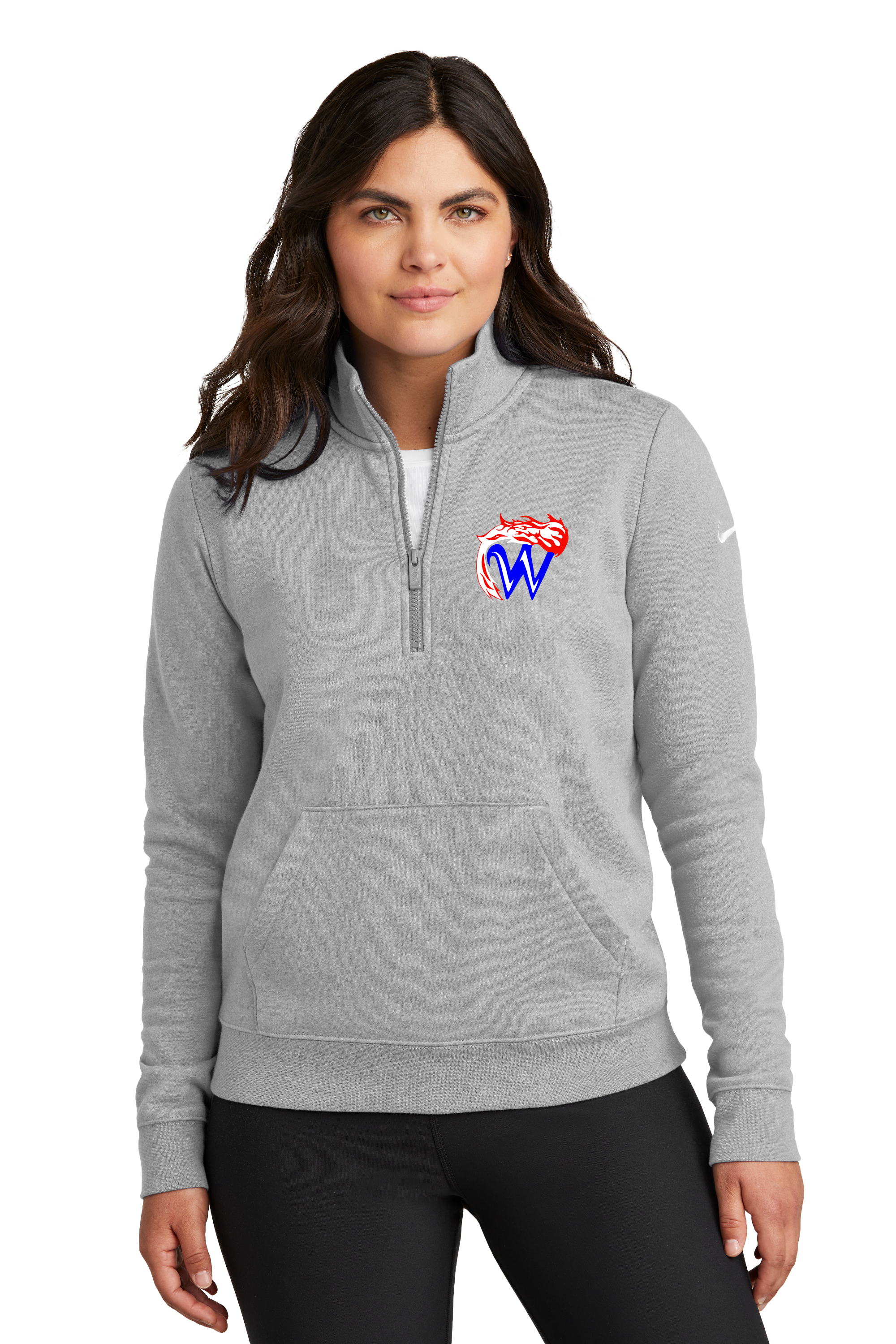 Waupaca High School football_boys - Grey 1/2 Zip - Left Chest
