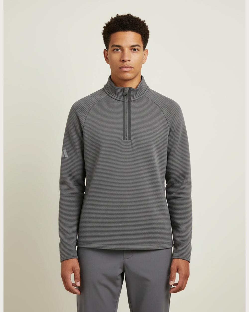 Notre Dame High School Team Store - Grey Quarter Zip - Left Chest (model)