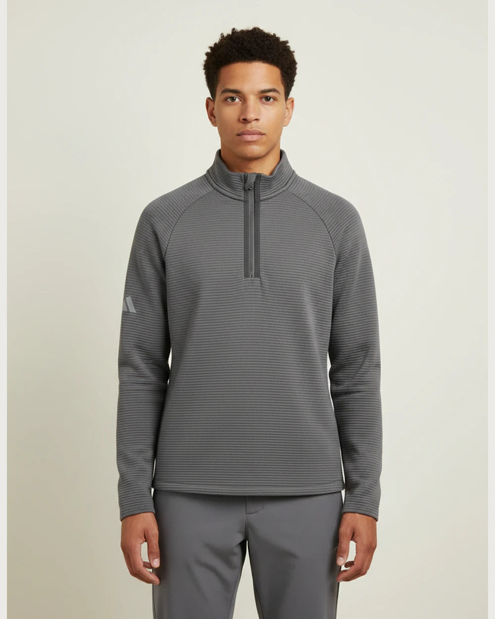 Notre Dame High School Team Store - Grey Quarter Zip - Left Chest (model)
