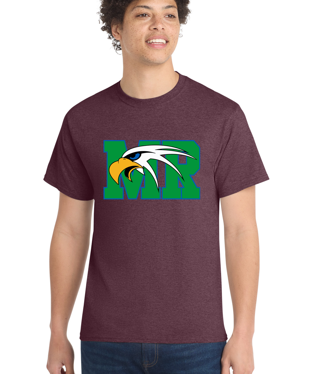 Maple River High School hockey_boys - Heather Athletic Maroon Port & Co Core Cotton Tee. PC54