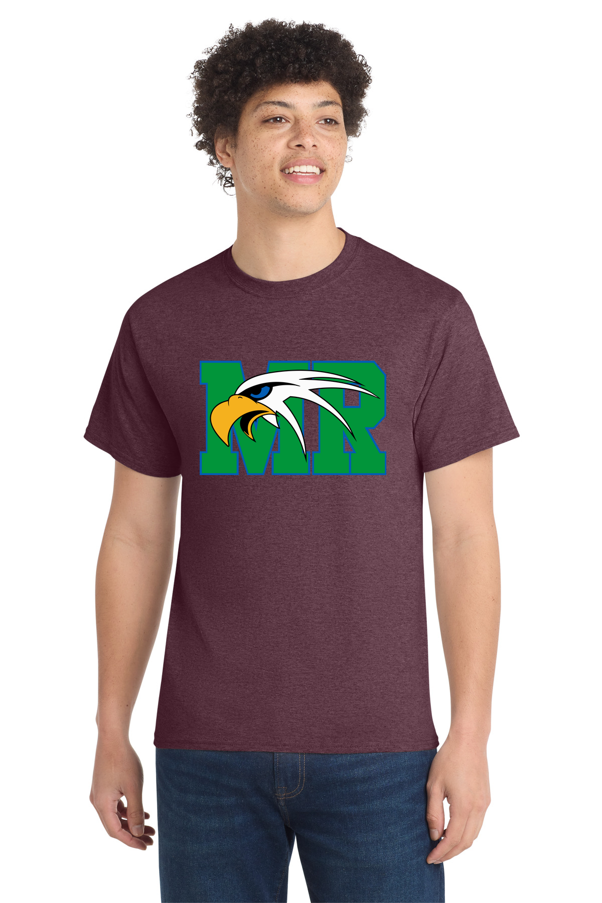 Maple River High School hockey_boys - Heather Athletic Maroon Port & Co Core Cotton Tee. PC54