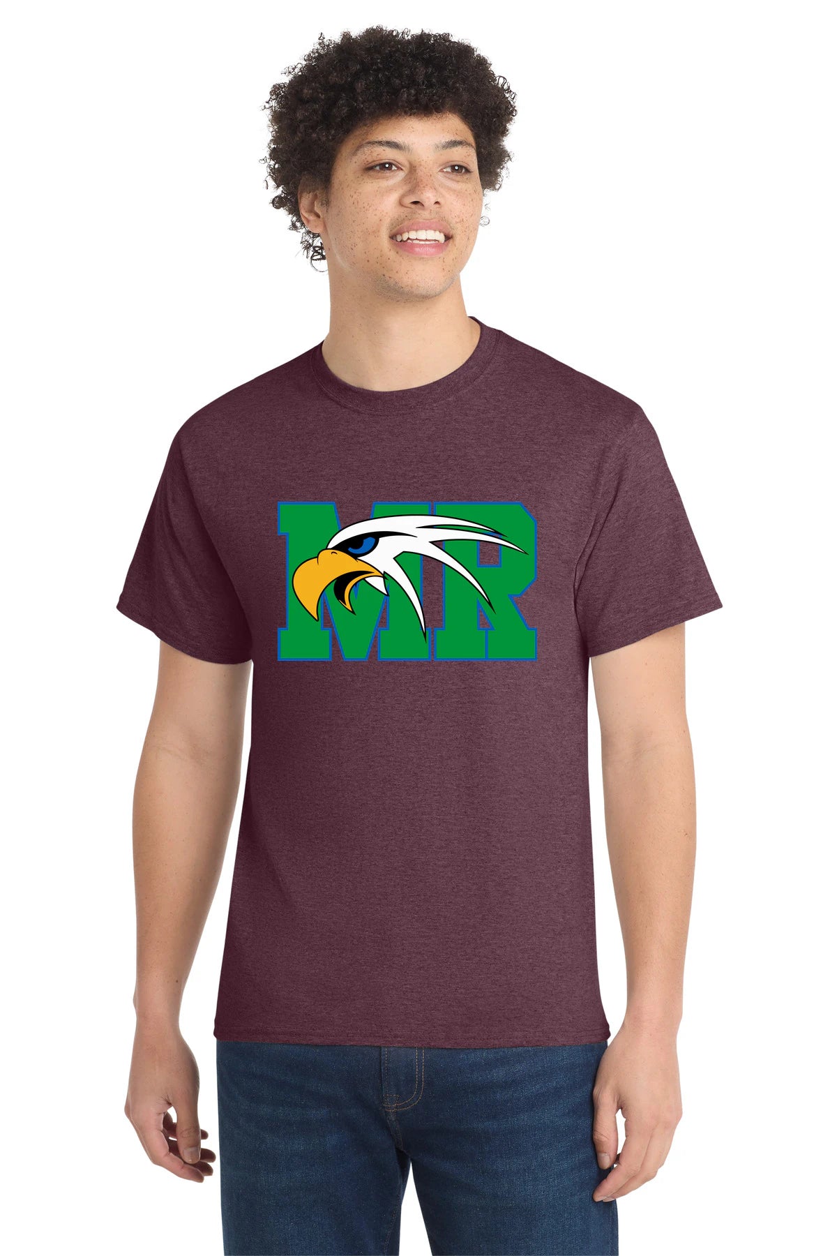 Maple River High School hockey_boys - Heather Athletic Maroon Port & Co Core Cotton Tee. PC54