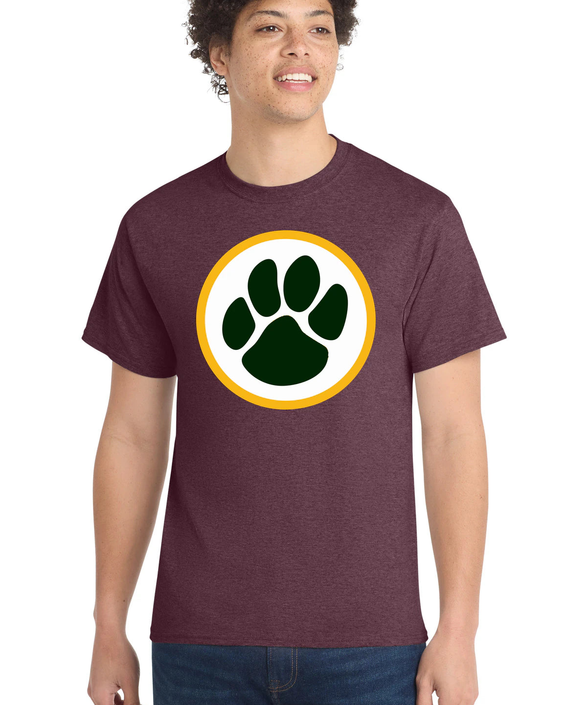 Ashwaubenon High School Football (Boys) - Heather Athletic Maroon Port & Co Core Cotton Tee. PC54