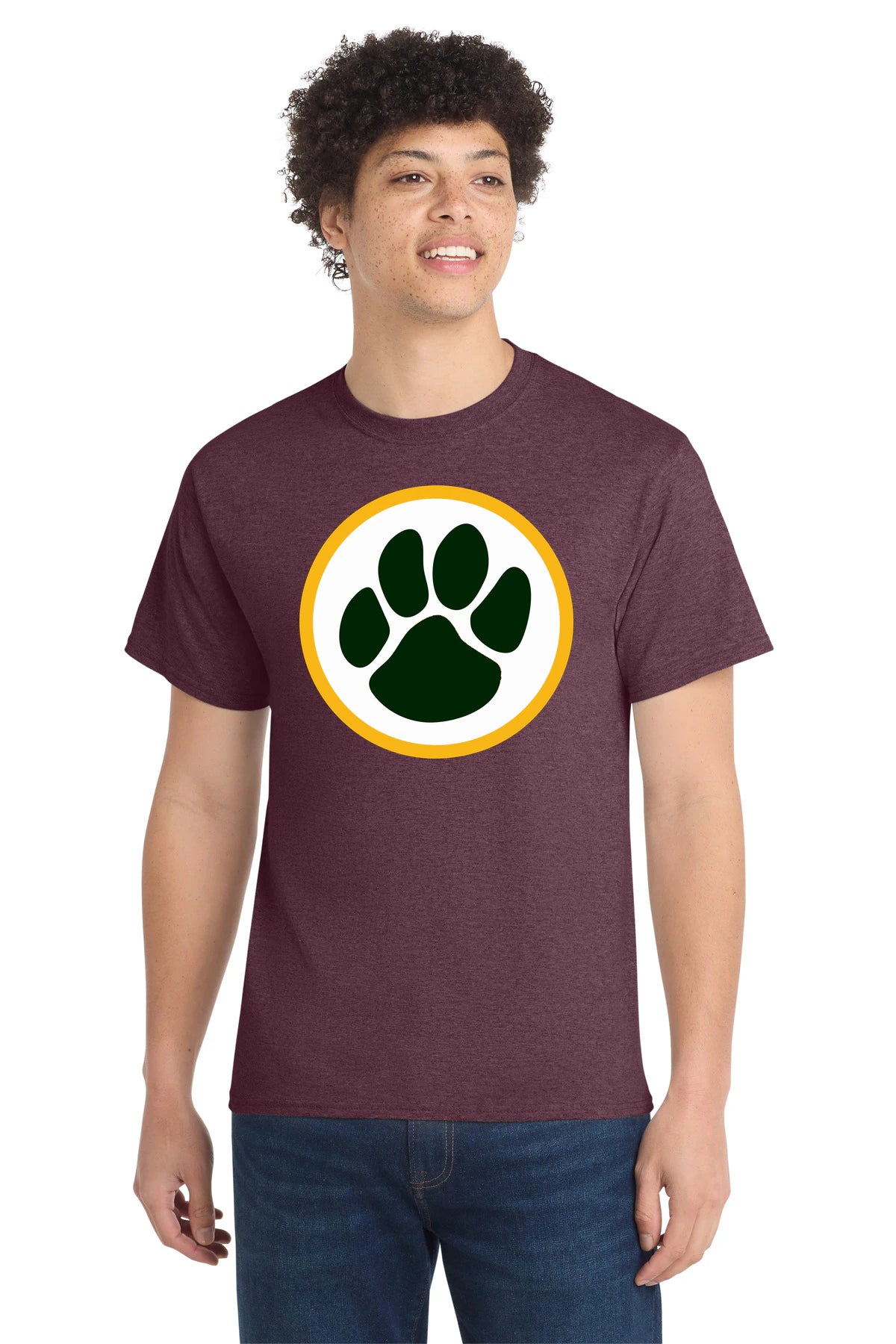 Ashwaubenon High School Football (Boys) - Heather Athletic Maroon Port & Co Core Cotton Tee. PC54