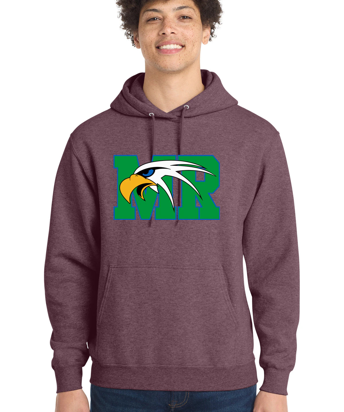 Maple River High School hockey_boys - Heather Athletic Maroon Port & Co Core Fleece Pullover Hooded Sweatshirt. PC78H