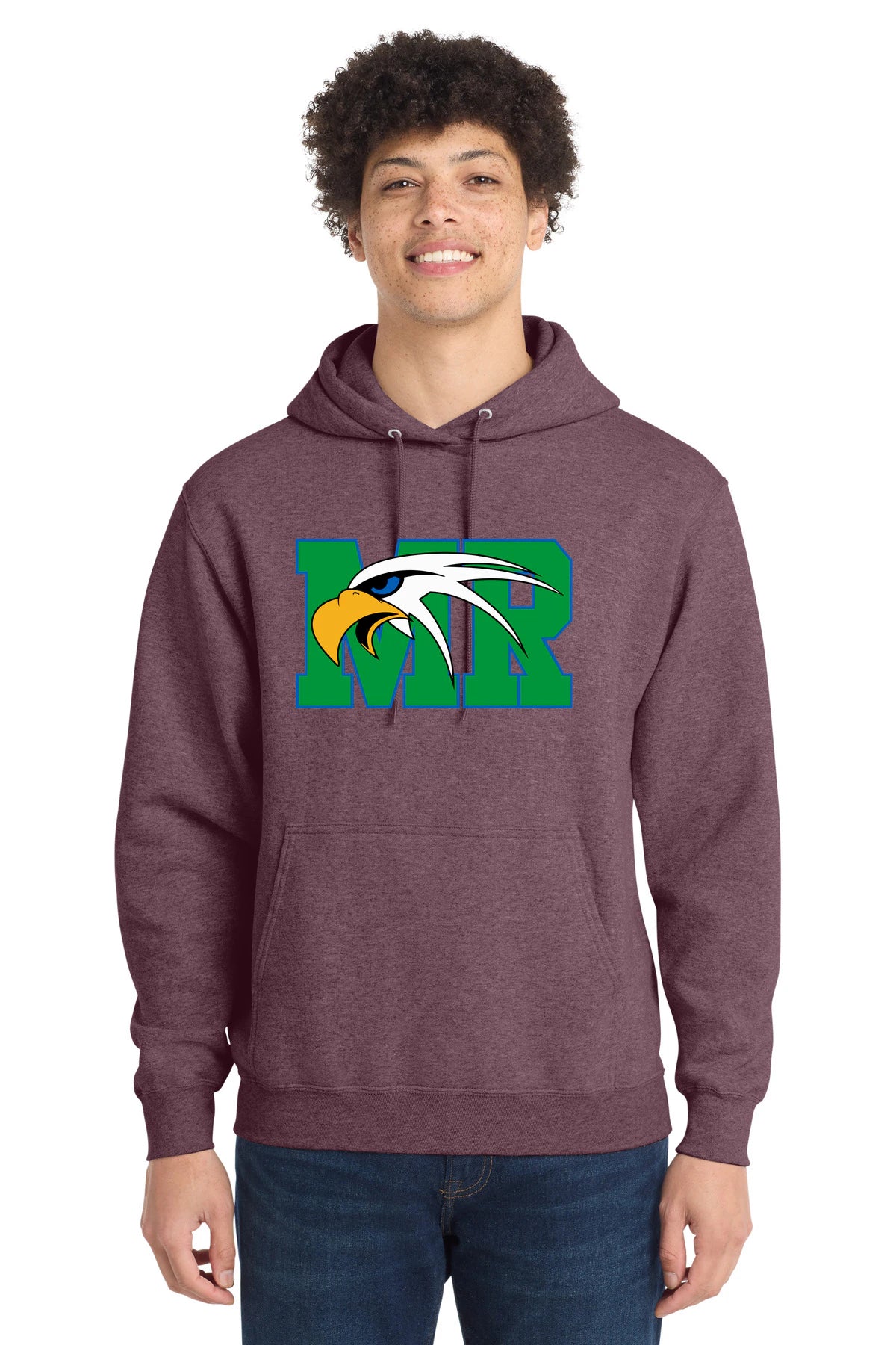 Maple River High School hockey_boys - Heather Athletic Maroon Port & Co Core Fleece Pullover Hooded Sweatshirt. PC78H