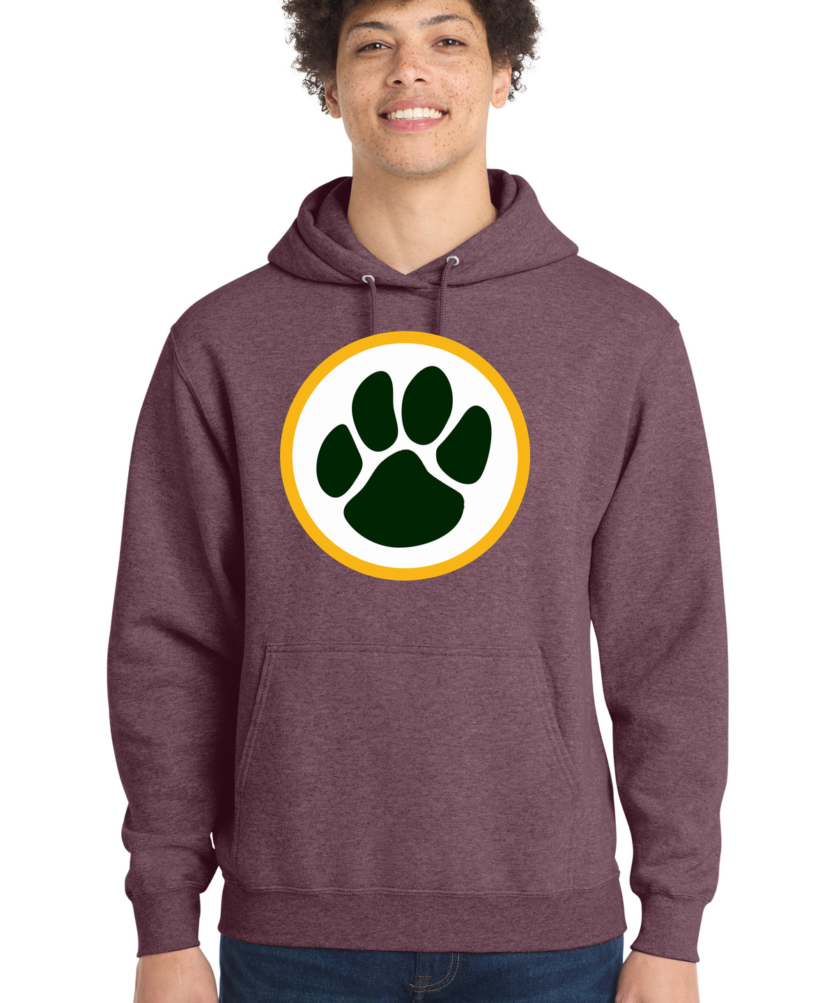 Ashwaubenon High School Football (Boys) - Heather Athletic Maroon Port & Co Core Fleece Pullover Hooded Sweatshirt. PC78H