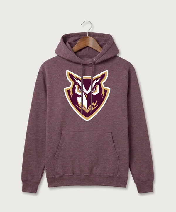 Hancock High School Football (Boys) - Heather Athletic Maroon Port & Co Core Fleece Pullover Hooded Sweatshirt. PC78H