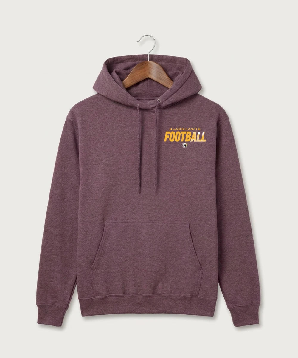 Stockton High School Football - Heather Athletic Maroon Port & Co Core Fleece Pullover Hooded Sweatshirt. PC78H