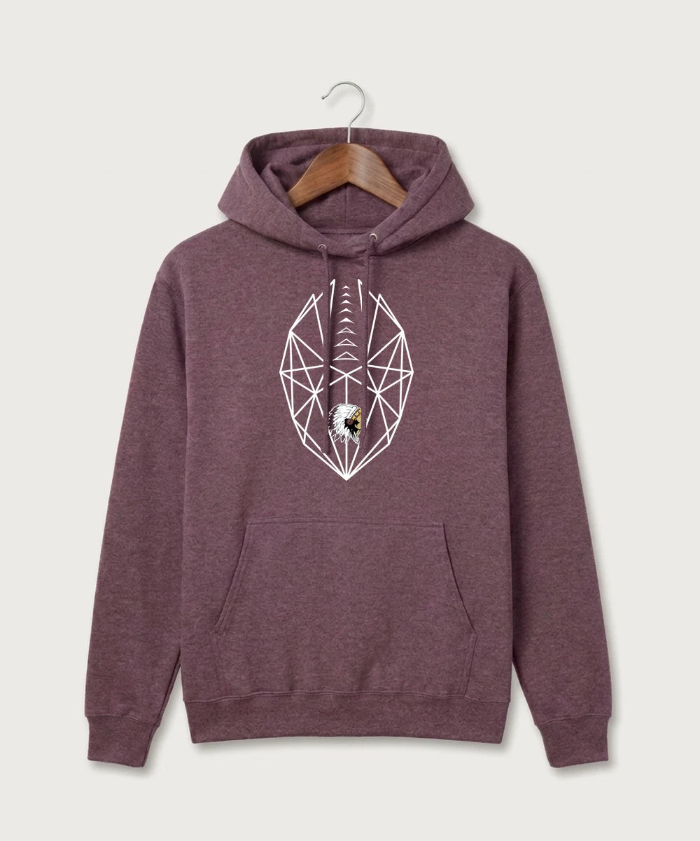 Stockton High School Football - Heather Athletic Maroon Port & Co Core Fleece Pullover Hooded Sweatshirt. PC78H
