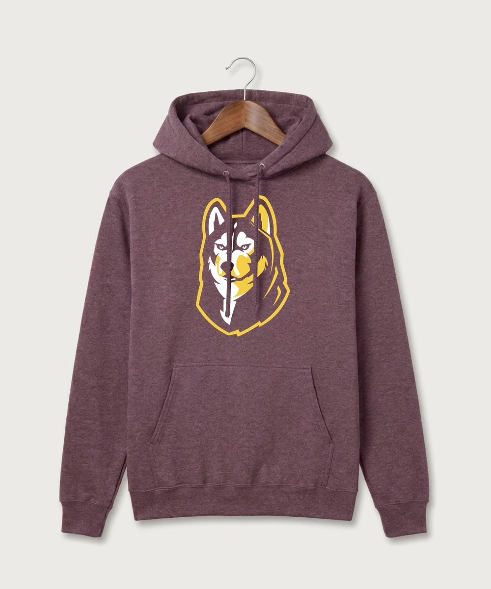 Pillager High School Football (Boys) - Heather Athletic Maroon Port & Co Core Fleece Pullover Hooded Sweatshirt. PC78H