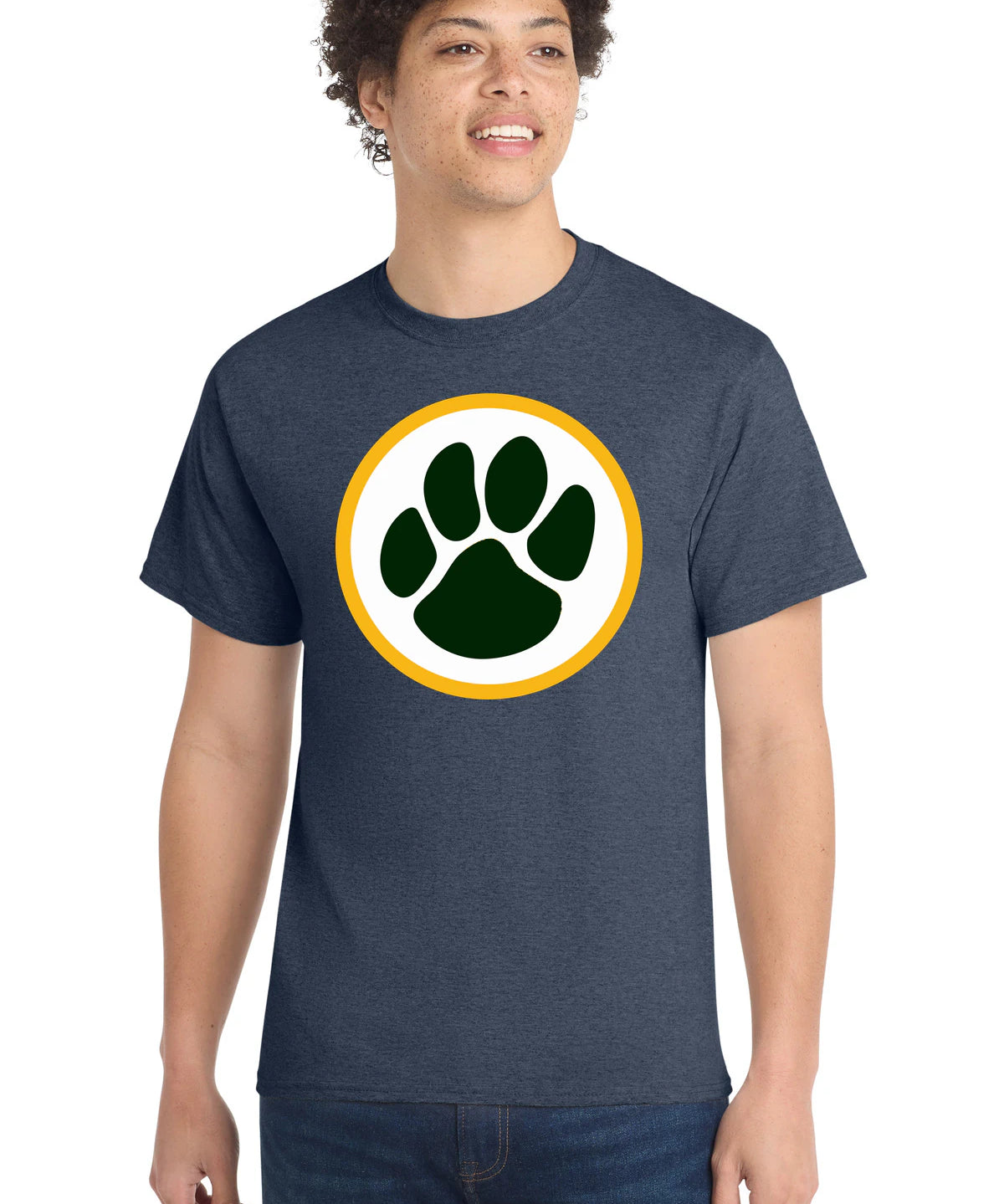 Ashwaubenon High School Football (Boys) - Heather Navy Port & Co Core Cotton Tee. PC54