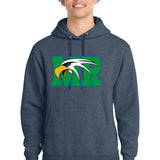 Maple River High School hockey_boys - Heather Navy Port & Co Core Fleece Pullover Hooded Sweatshirt. PC78H