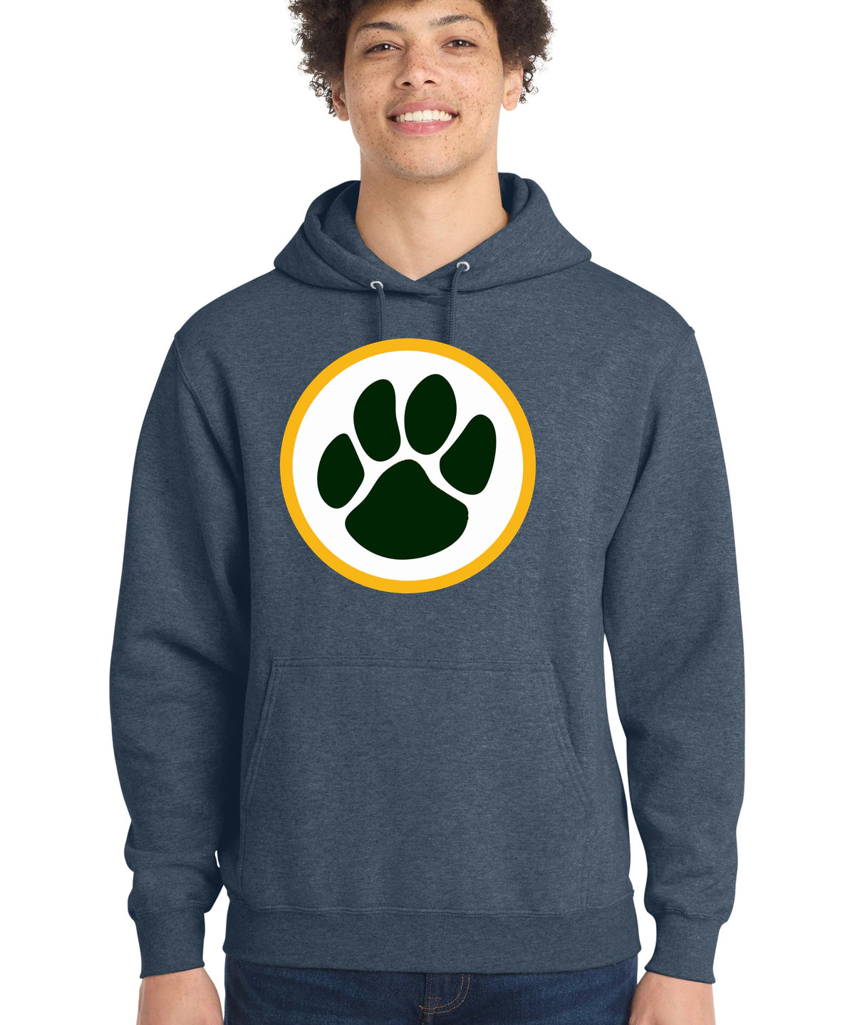 Ashwaubenon High School Football (Boys) - Heather Navy Port & Co Core Fleece Pullover Hooded Sweatshirt. PC78H