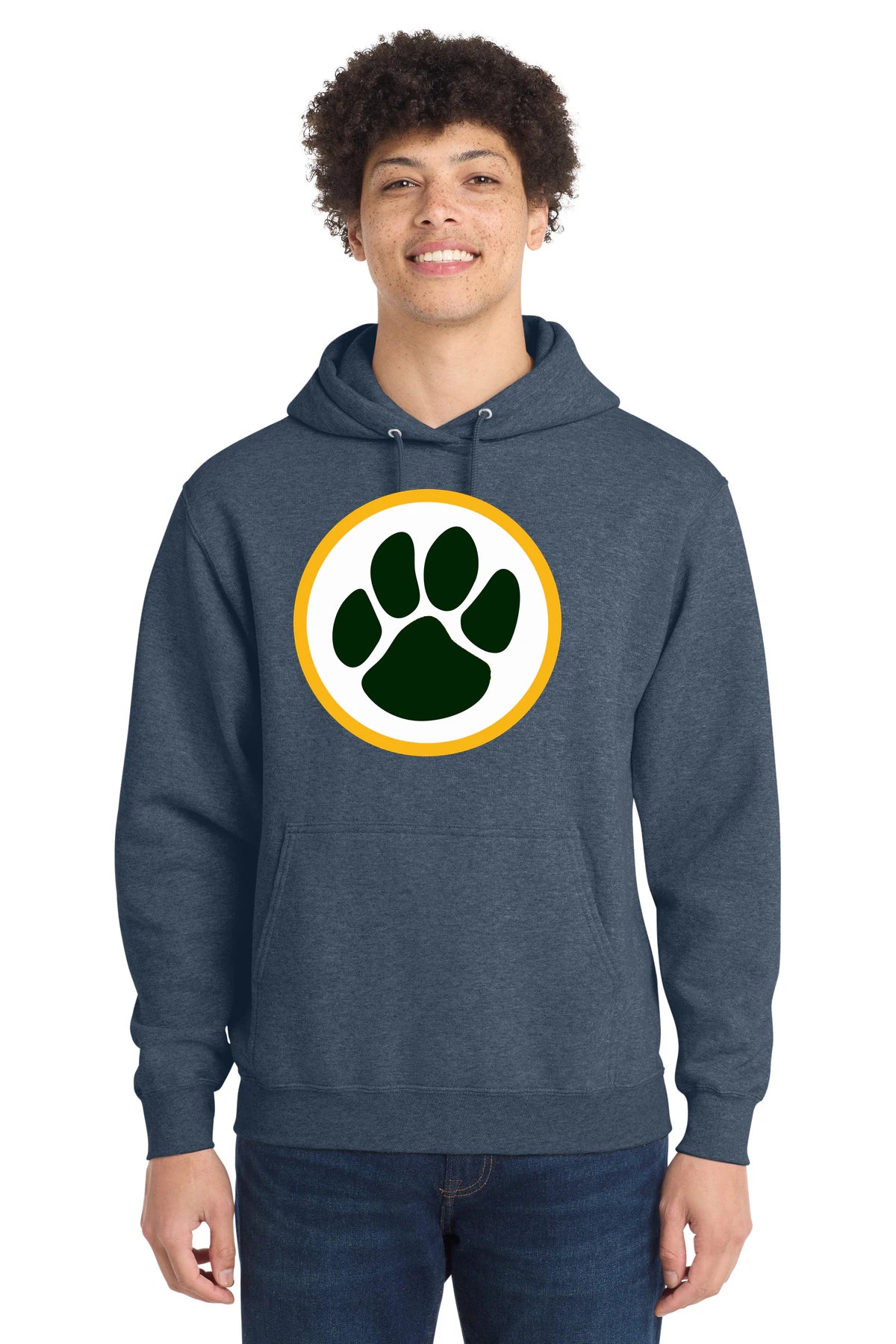 Ashwaubenon High School Football (Boys) - Heather Navy Port & Co Core Fleece Pullover Hooded Sweatshirt. PC78H
