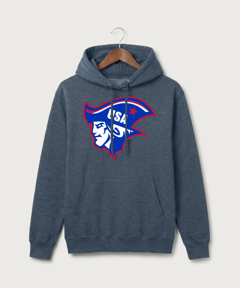 Upsala High School Football (Boys) - Heather Navy Port & Co Core Fleece Pullover Hooded Sweatshirt. PC78H
