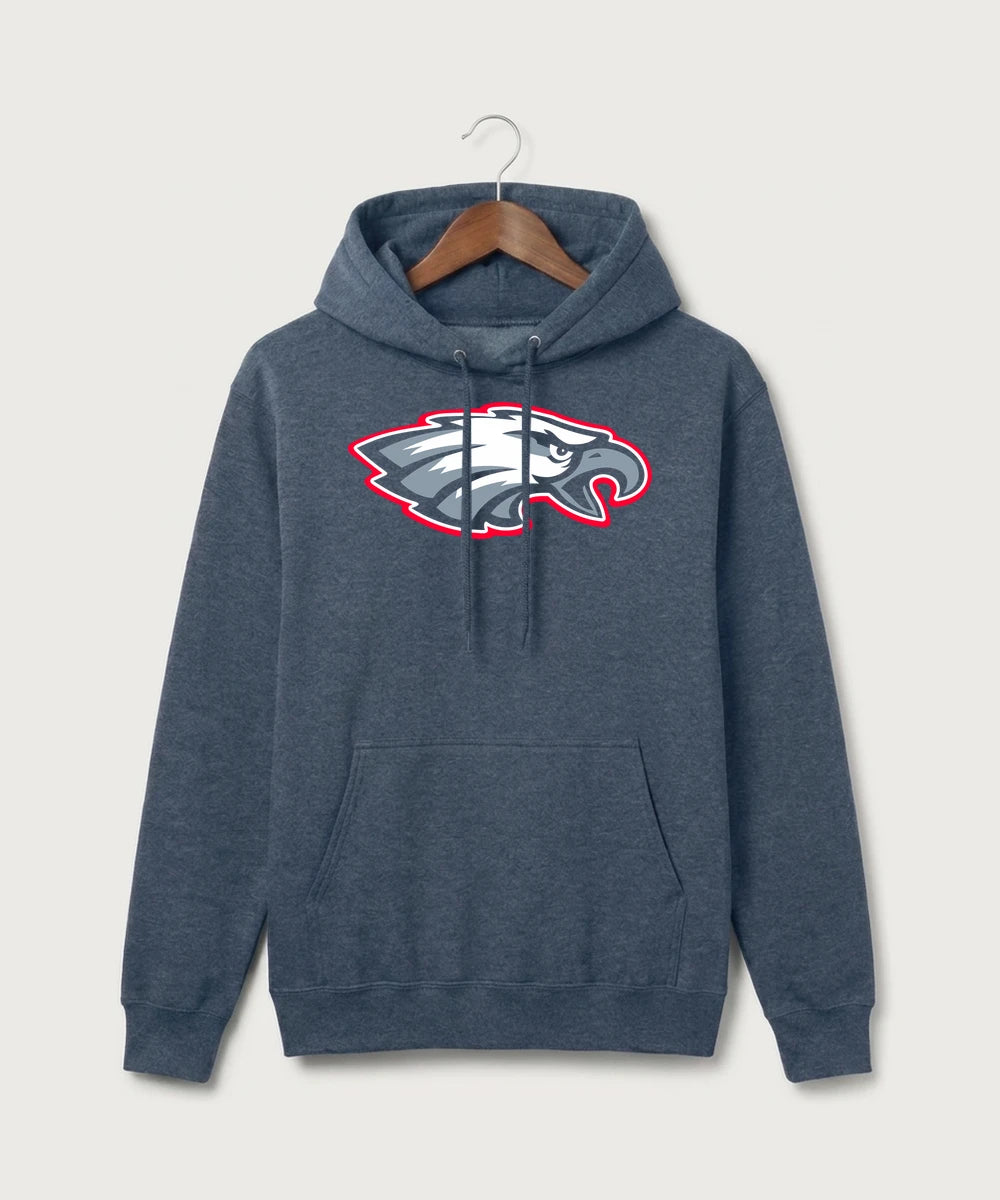 Pequot Lakes High School Football (Boys) - Heather Navy Port & Co Core Fleece Pullover Hooded Sweatshirt. PC78H