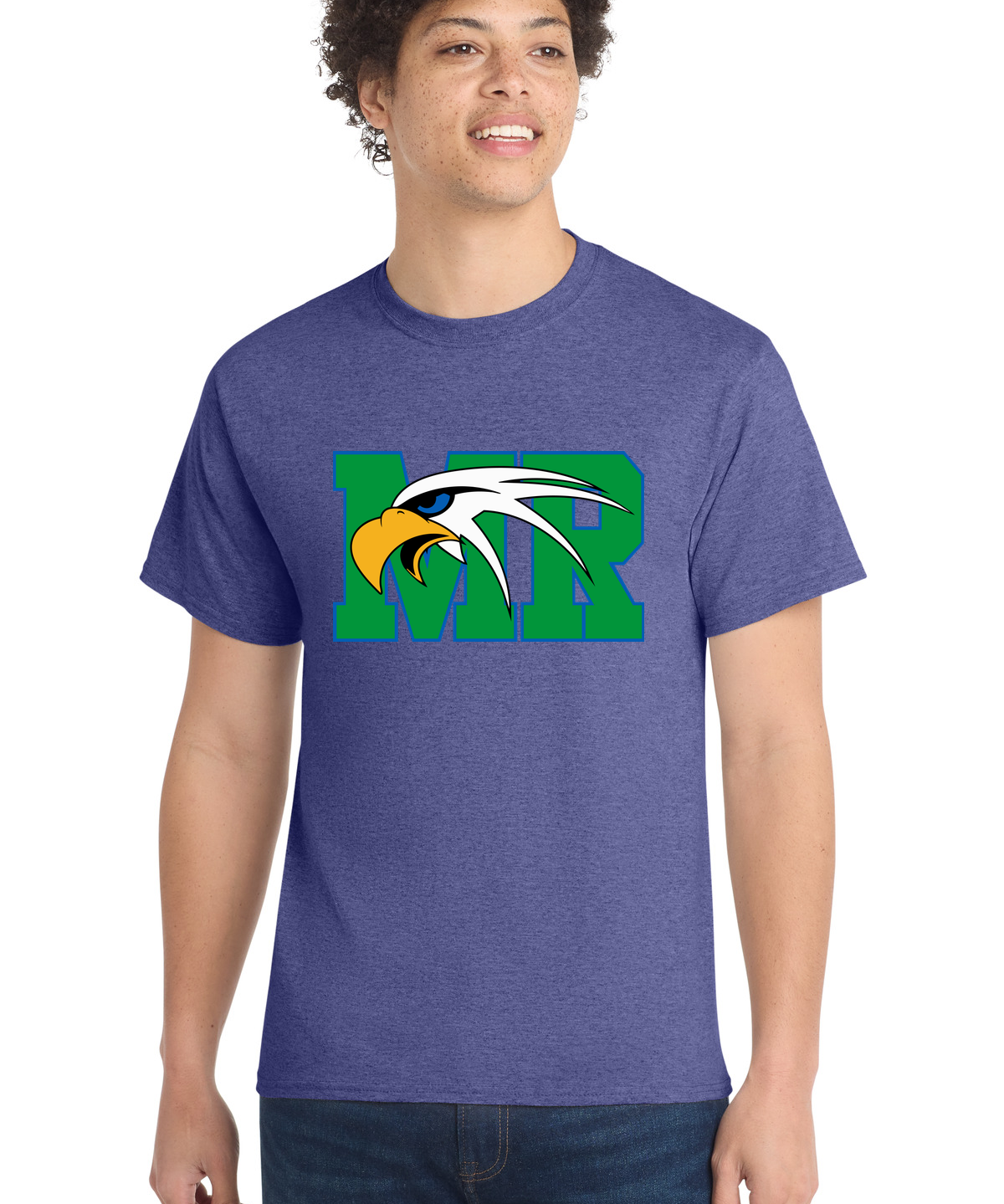 Maple River High School hockey_boys - Heather Purple Port & Co Core Cotton Tee. PC54