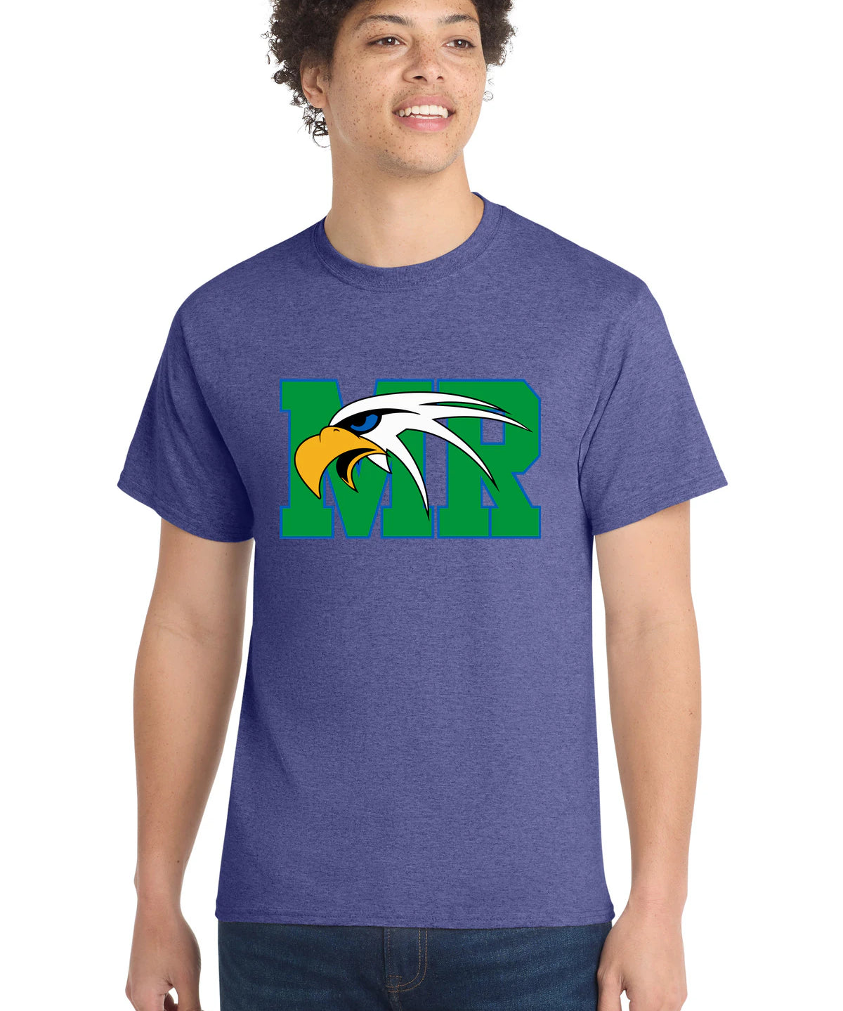 Maple River High School hockey_boys - Heather Purple Port & Co Core Cotton Tee. PC54