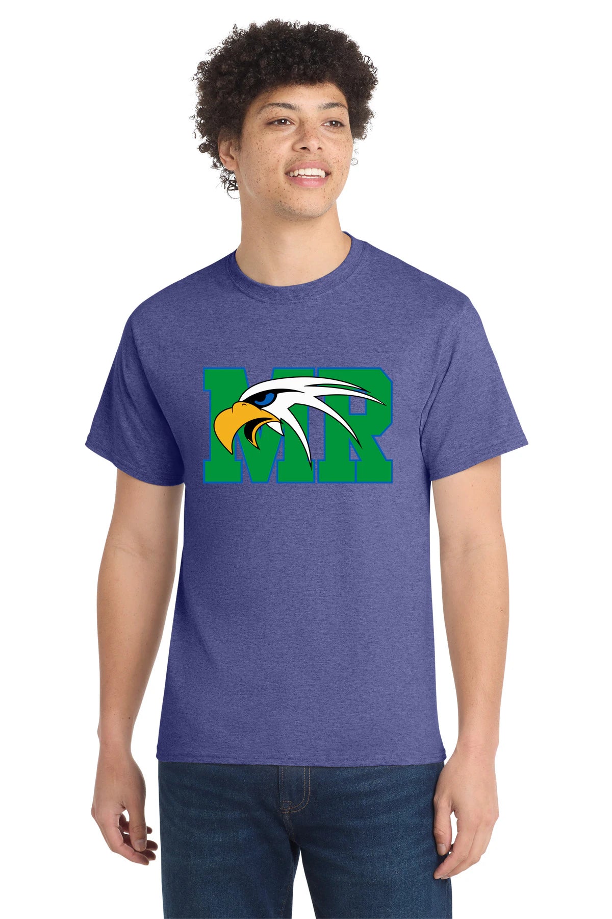 Maple River High School hockey_boys - Heather Purple Port & Co Core Cotton Tee. PC54