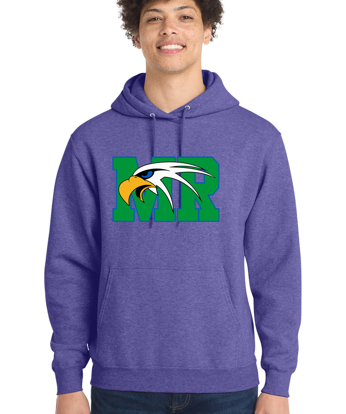 Maple River High School hockey_boys - Heather Purple Port & Co Core Fleece Pullover Hooded Sweatshirt. PC78H