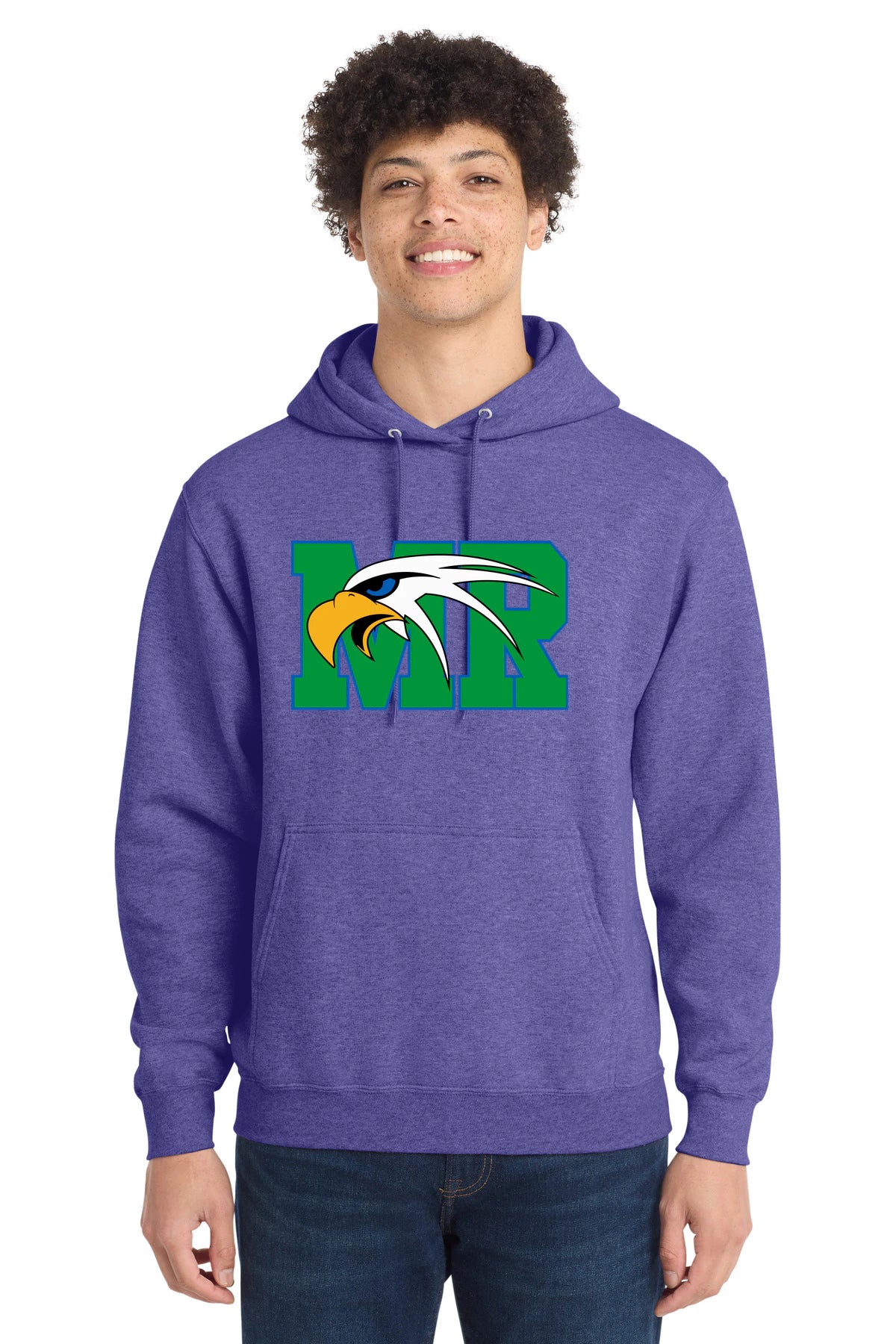 Maple River High School hockey_boys - Heather Purple Port & Co Core Fleece Pullover Hooded Sweatshirt. PC78H