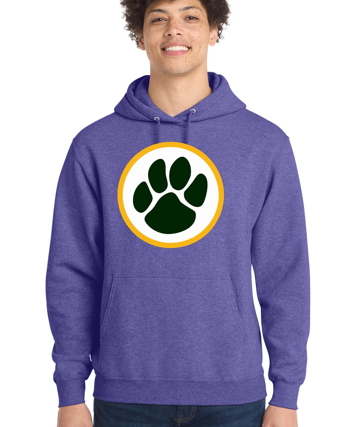Ashwaubenon High School Football (Boys) - Heather Purple Port & Co Core Fleece Pullover Hooded Sweatshirt. PC78H