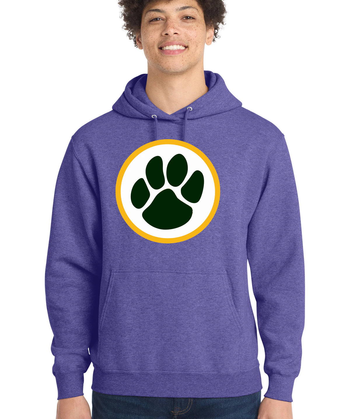 Ashwaubenon High School Football (Boys) - Heather Purple Port & Co Core Fleece Pullover Hooded Sweatshirt. PC78H