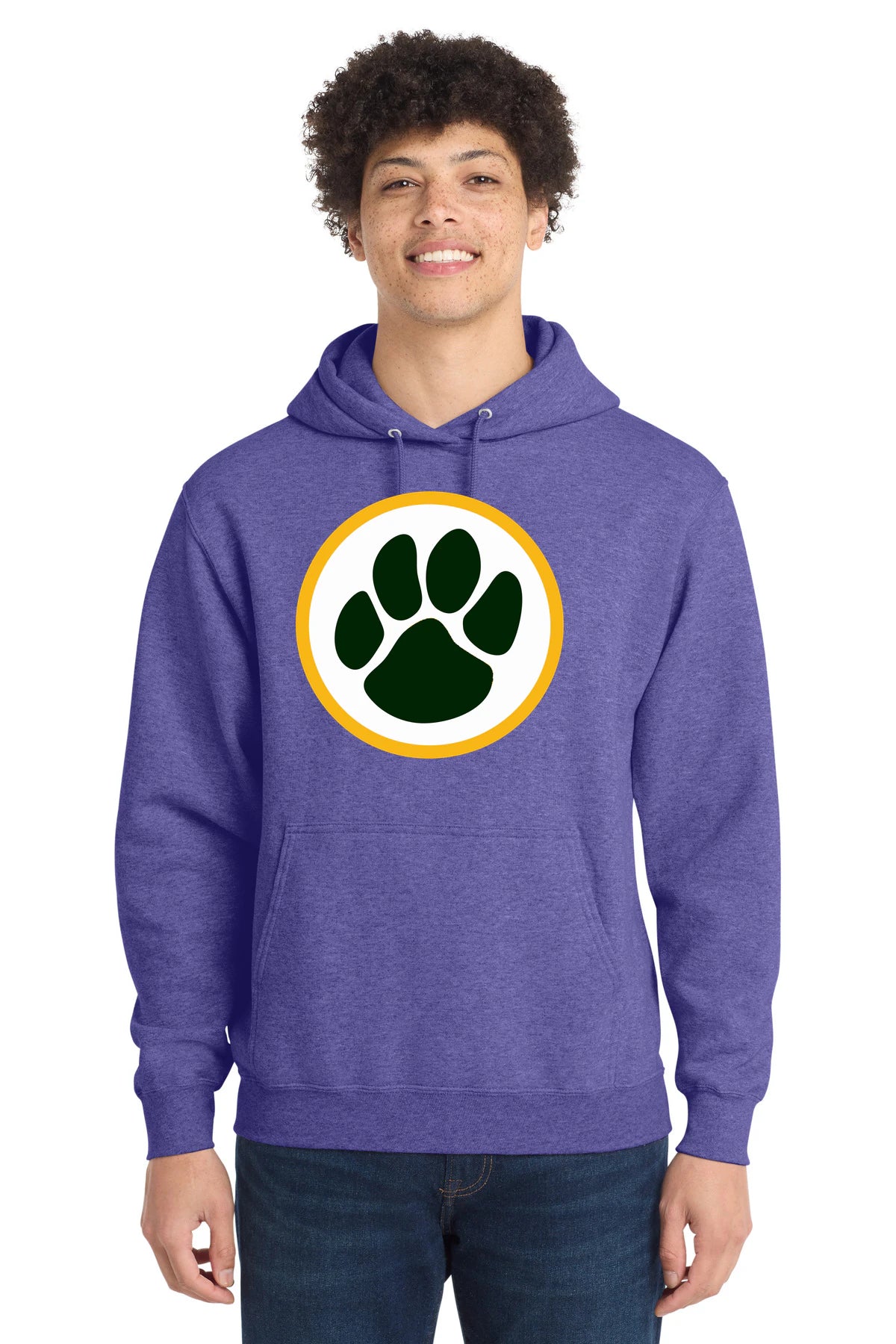 Ashwaubenon High School Football (Boys) - Heather Purple Port & Co Core Fleece Pullover Hooded Sweatshirt. PC78H