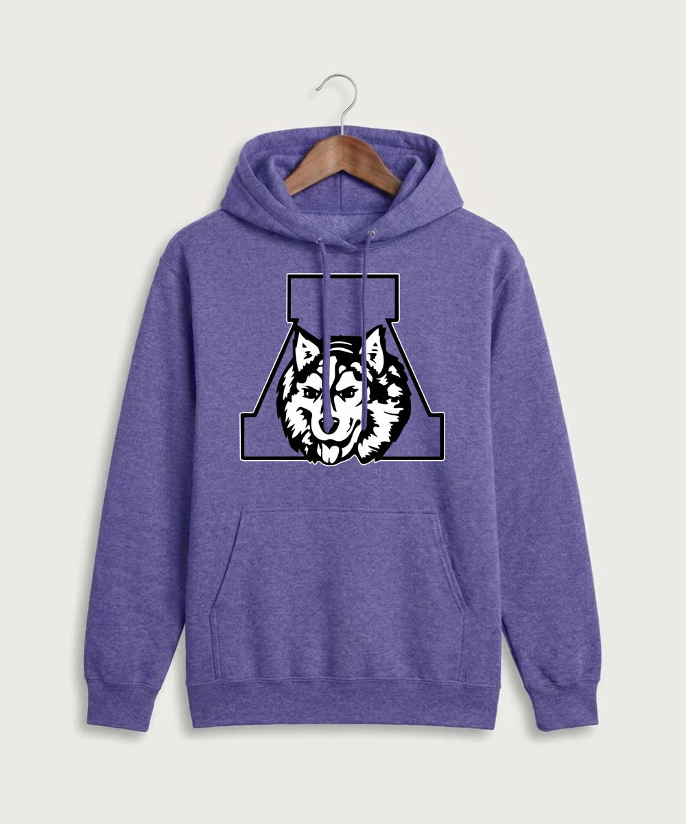 Albany High School Football (Boys) - Heather Purple Port & Co Core Fleece Pullover Hooded Sweatshirt. PC78H