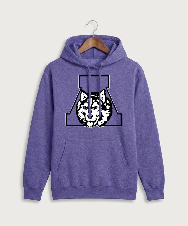 Albany High School Football (Boys) - Heather Purple Port & Co Core Fleece Pullover Hooded Sweatshirt. PC78H