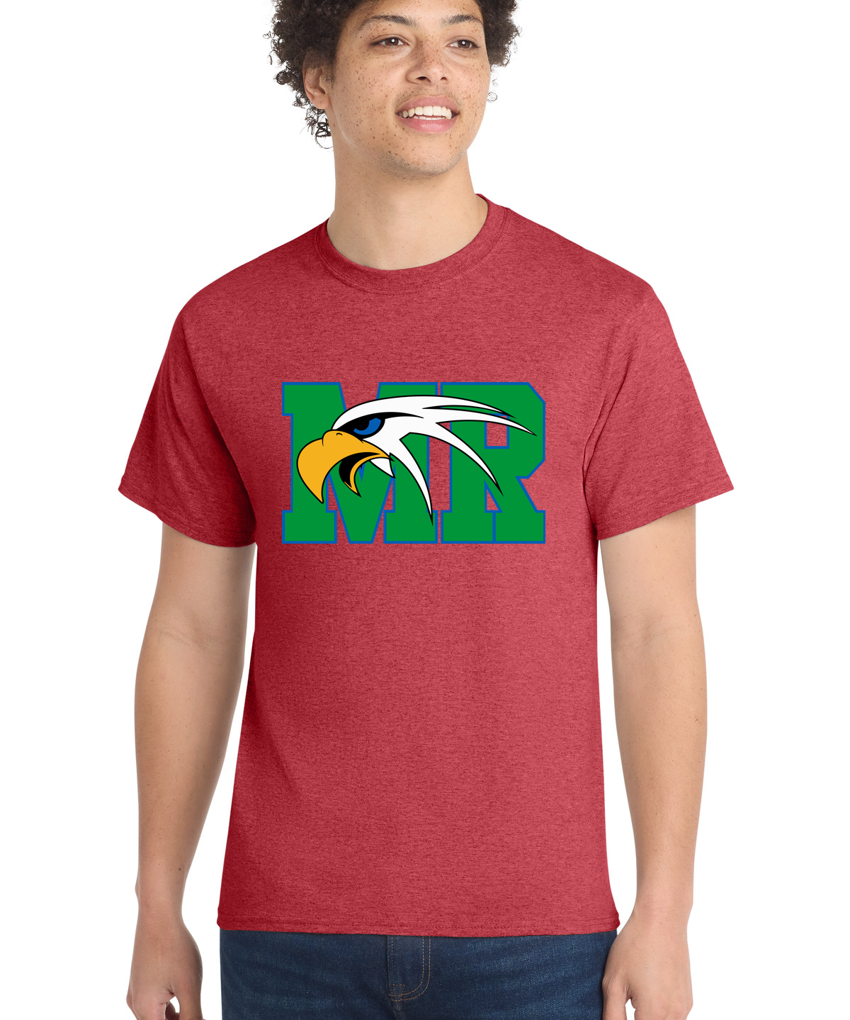 Maple River High School hockey_boys - Heather Red Port & Co Core Cotton Tee. PC54