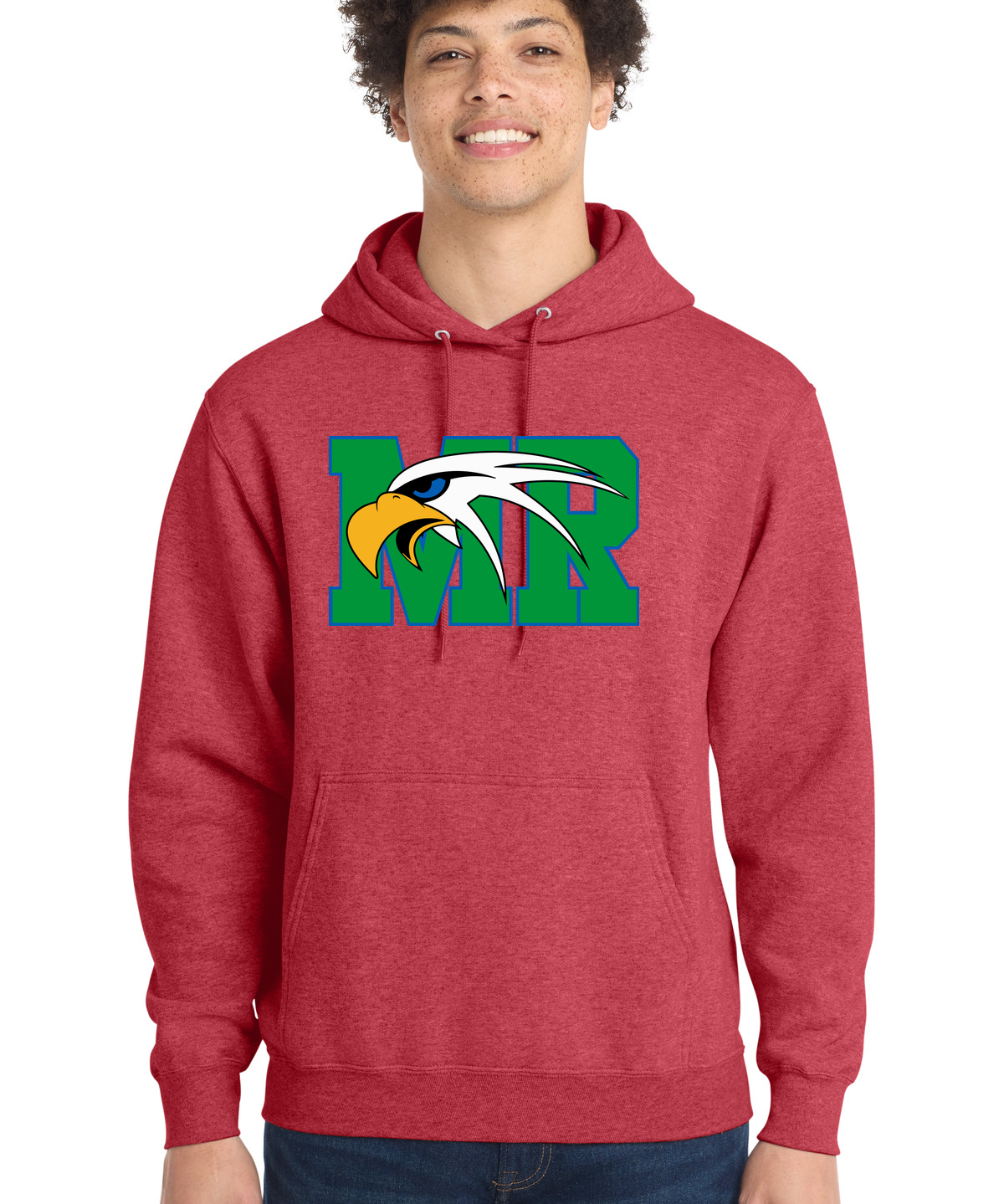 Maple River High School hockey_boys - Heather Red Port & Co Core Fleece Pullover Hooded Sweatshirt. PC78H