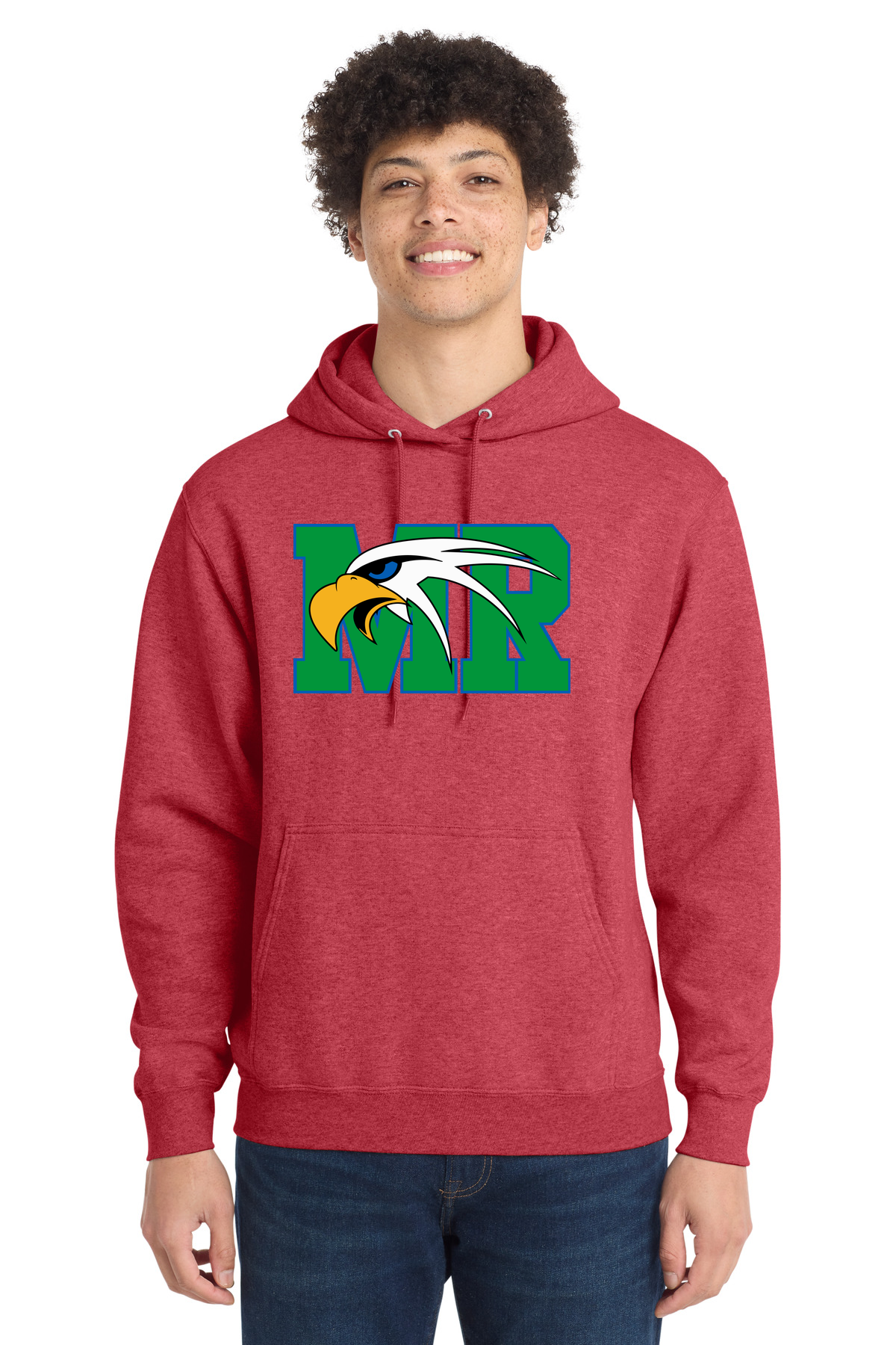 Maple River High School hockey_boys - Heather Red Port & Co Core Fleece Pullover Hooded Sweatshirt. PC78H