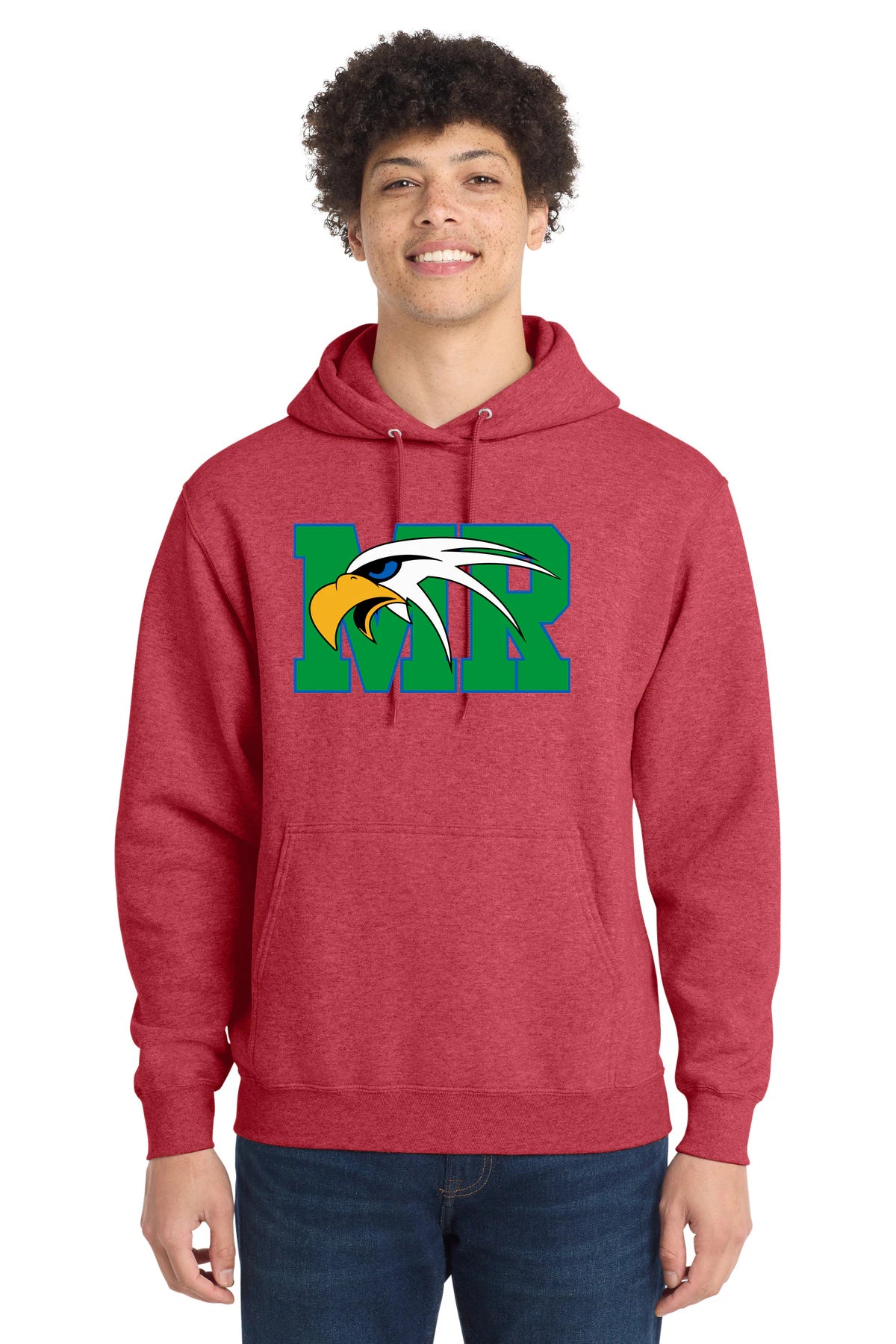 Maple River High School hockey_boys - Heather Red Port & Co Core Fleece Pullover Hooded Sweatshirt. PC78H