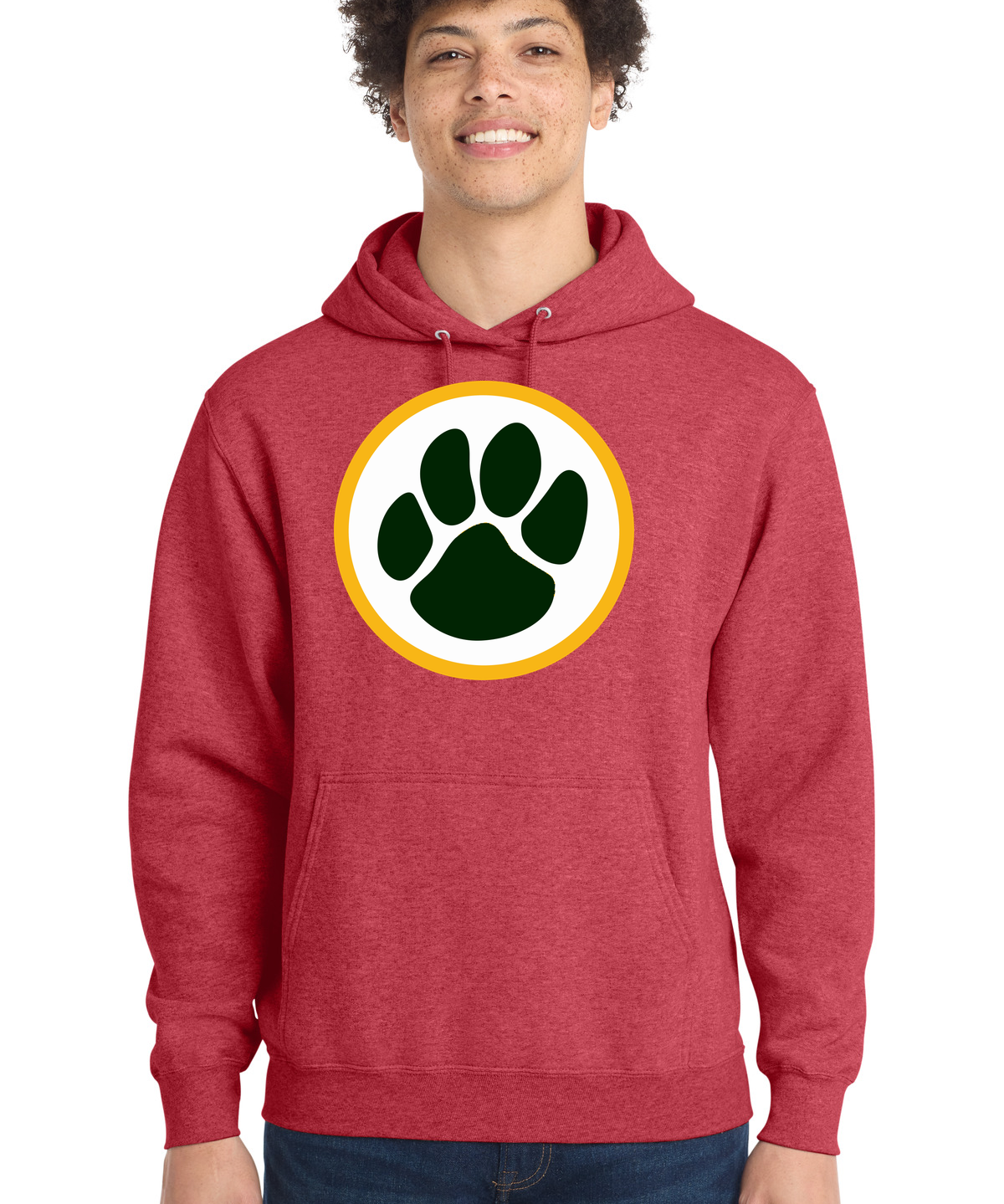 Ashwaubenon High School Football (Boys) - Heather Red Port & Co Core Fleece Pullover Hooded Sweatshirt. PC78H