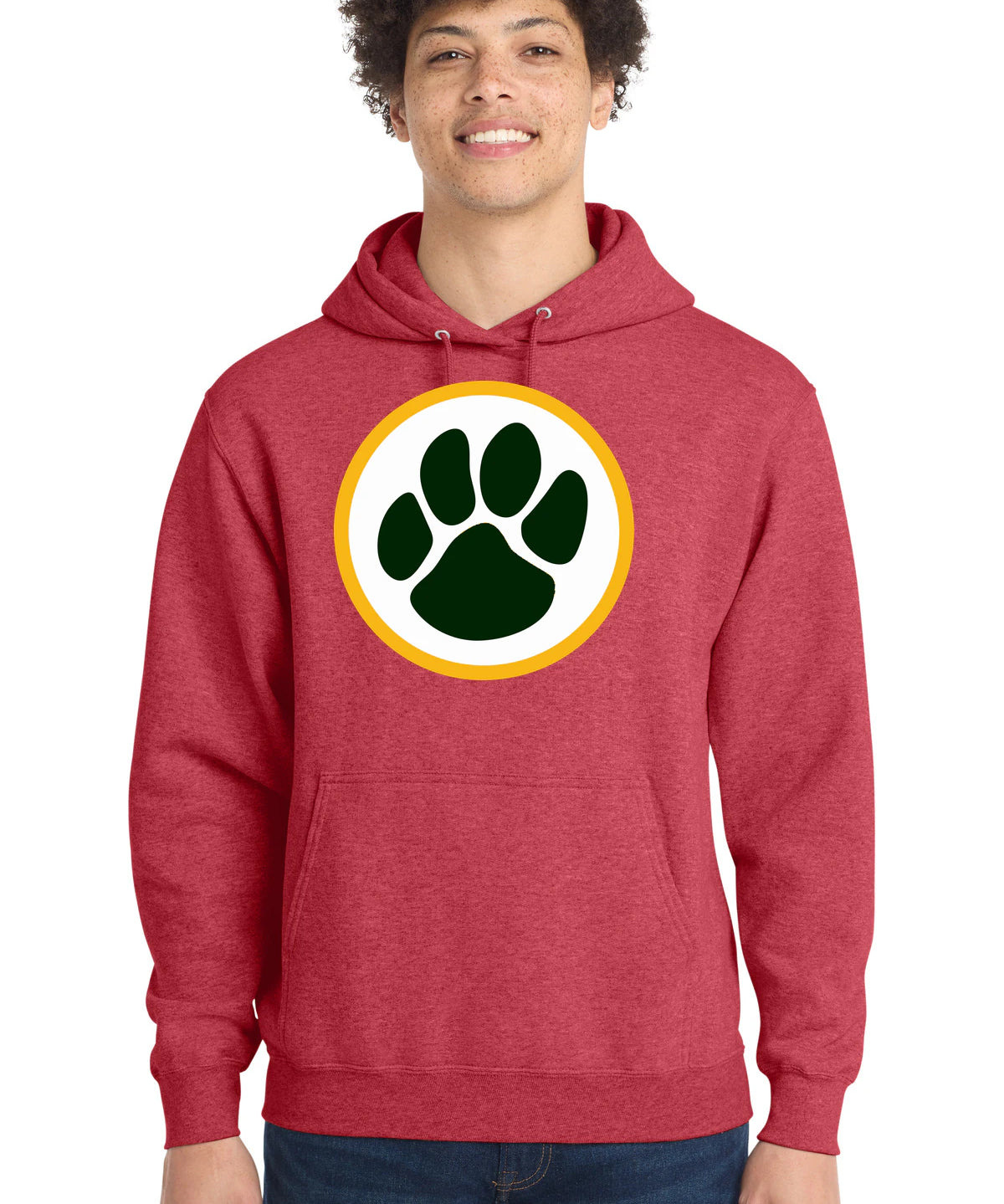Ashwaubenon High School Football (Boys) - Heather Red Port & Co Core Fleece Pullover Hooded Sweatshirt. PC78H